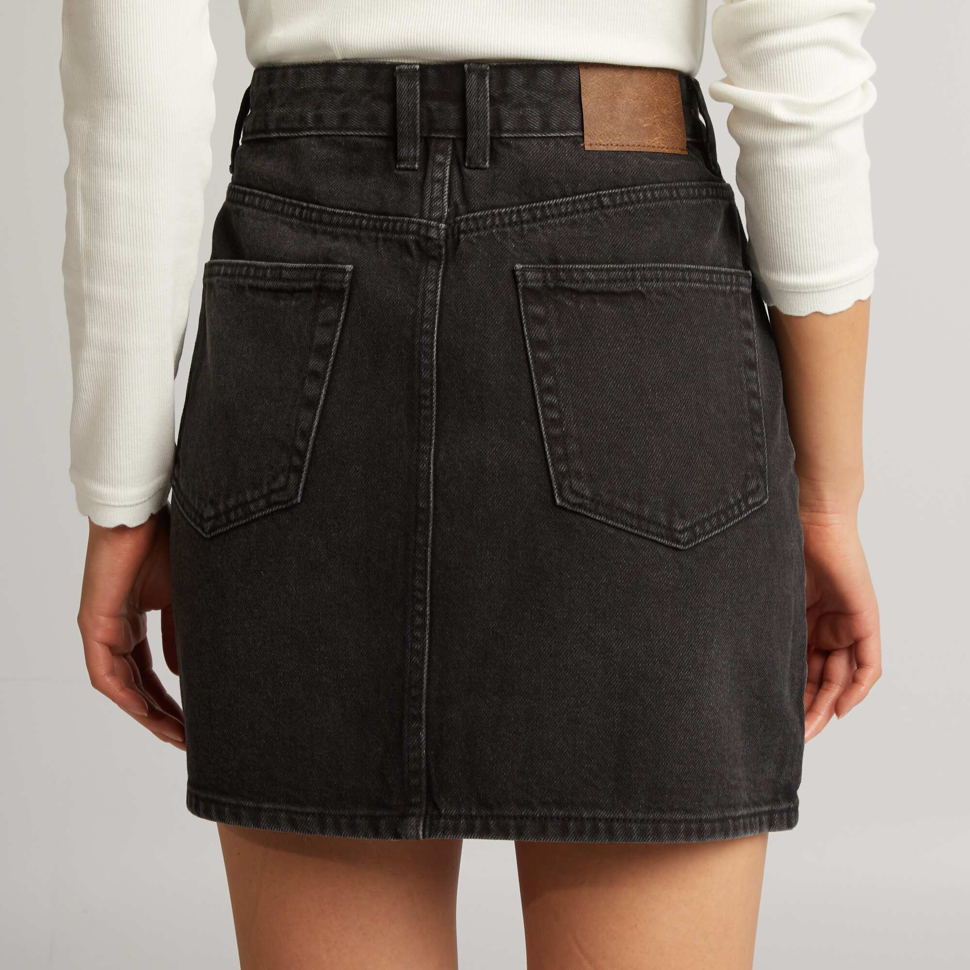 Short denim skirt BLACK - Image 3