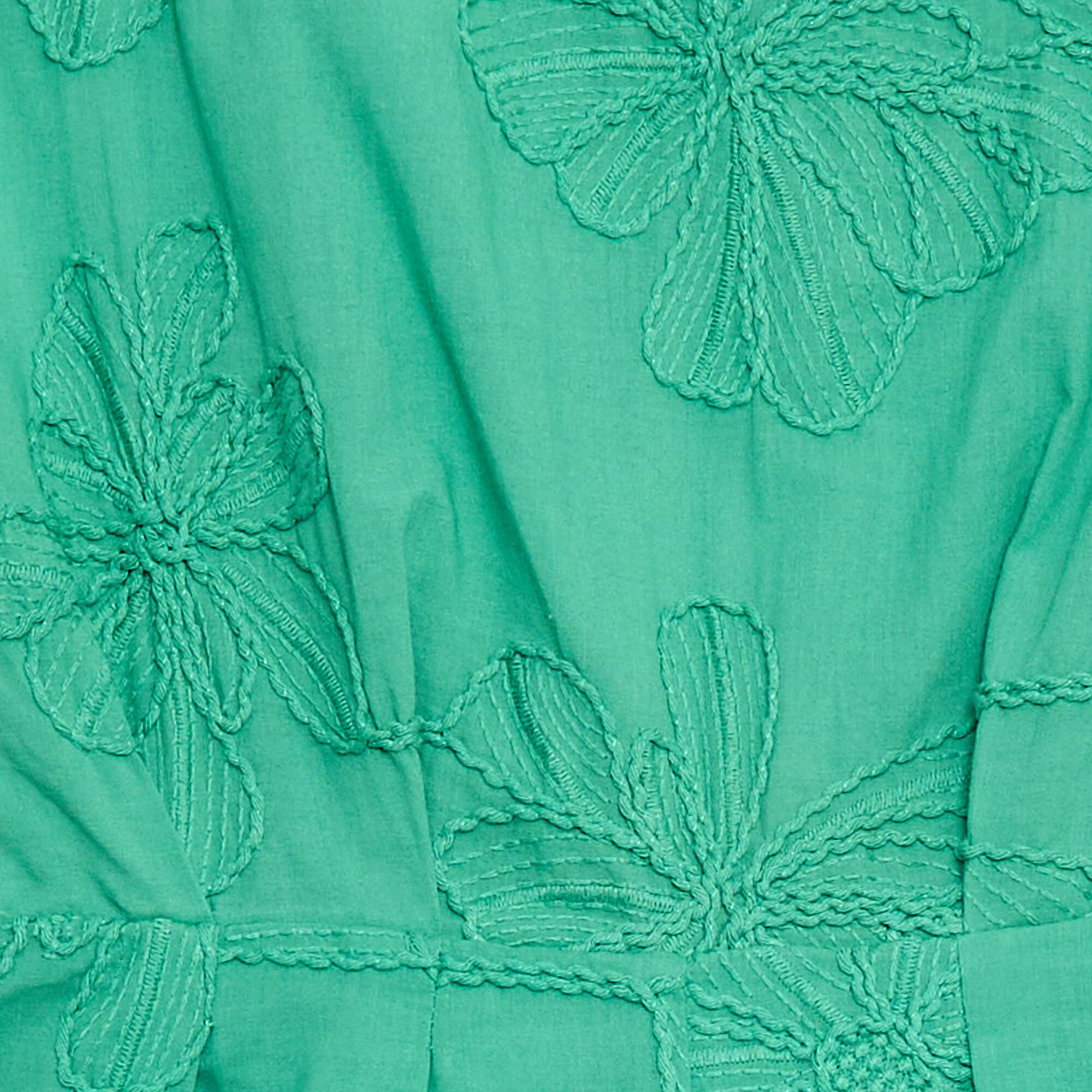 Short jumpsuit with large embroidered flowers GREEN - Image 4