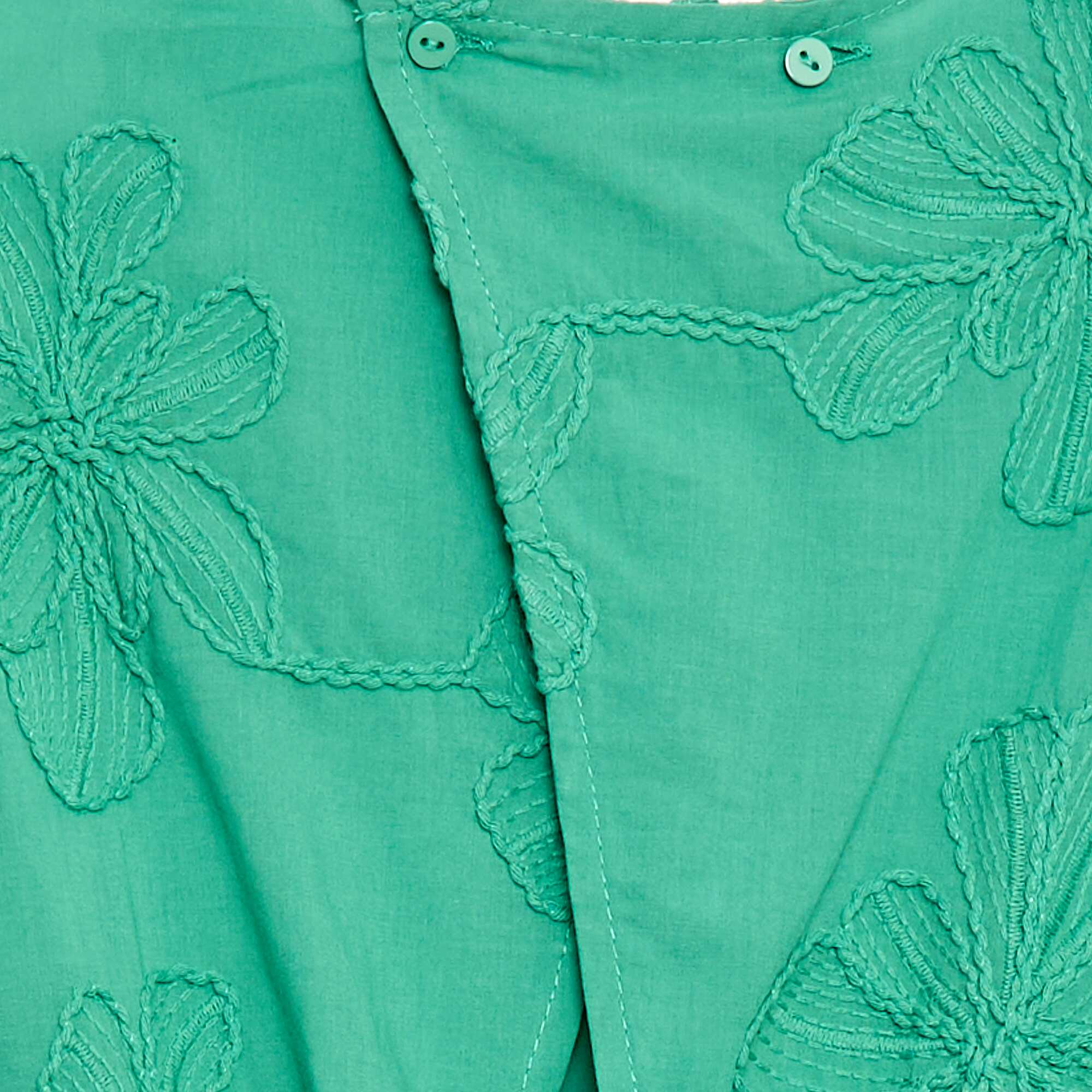 Short jumpsuit with large embroidered flowers GREEN - Image 5