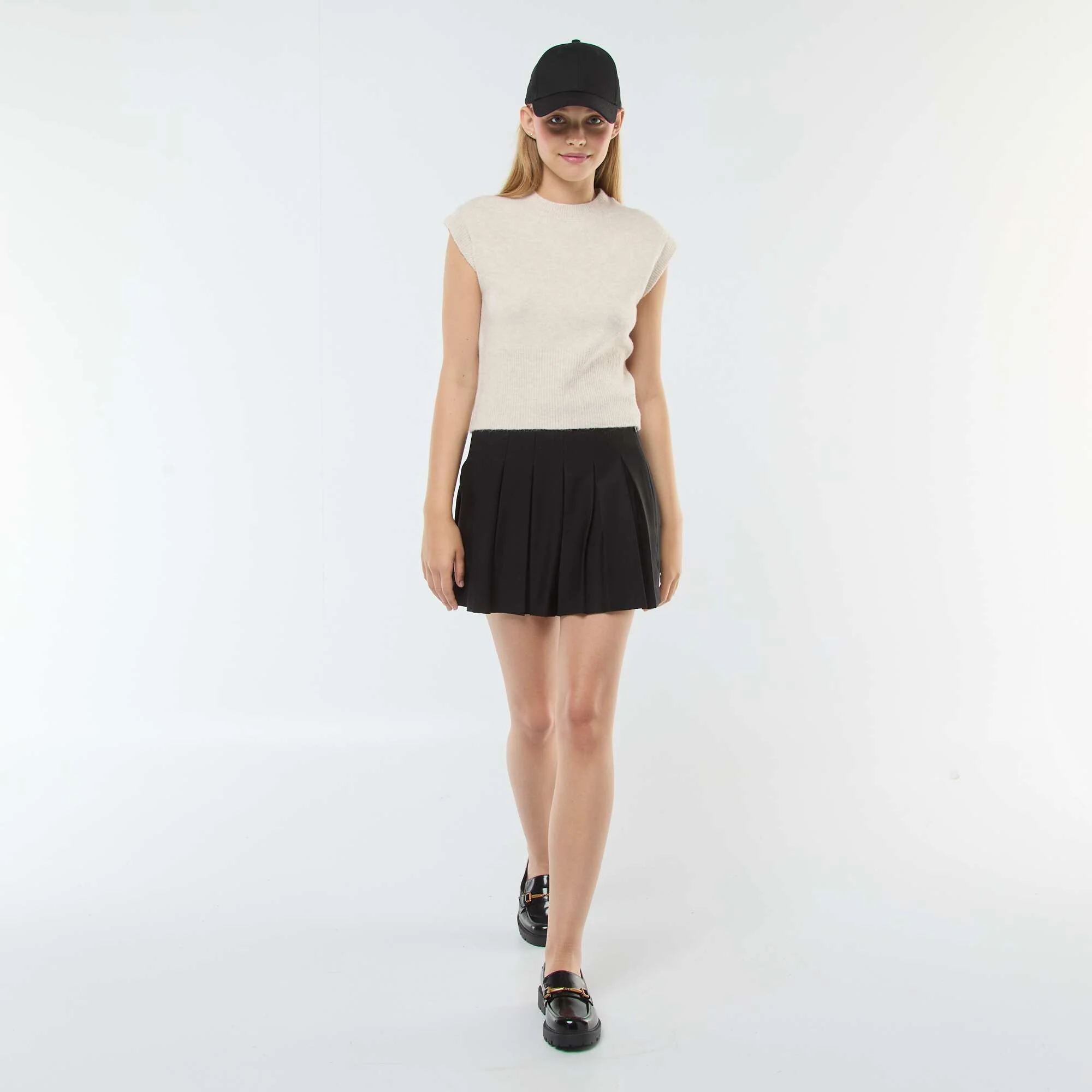 Short pleated skirt BLACK - Image 4