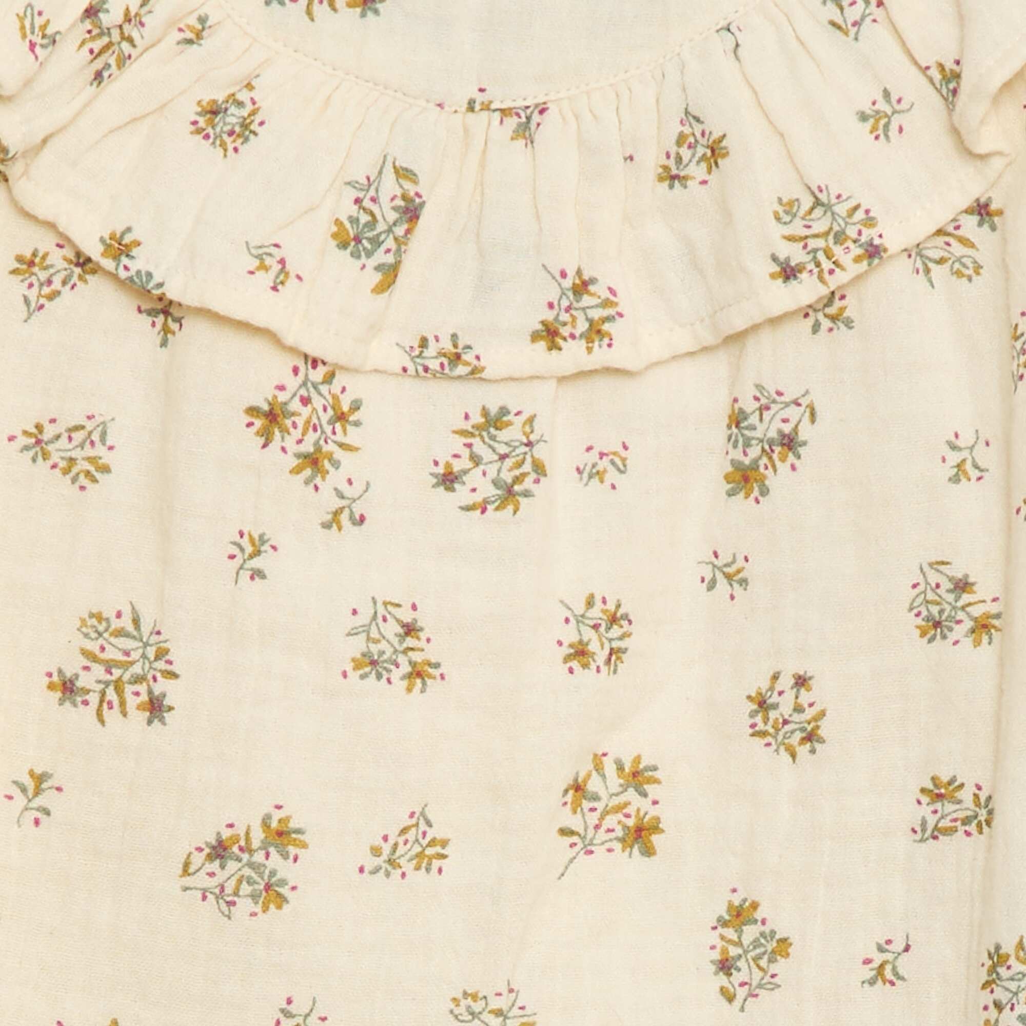 Short-Sleeve Cotton Gauze Print Blouse BEIGE - Image 3