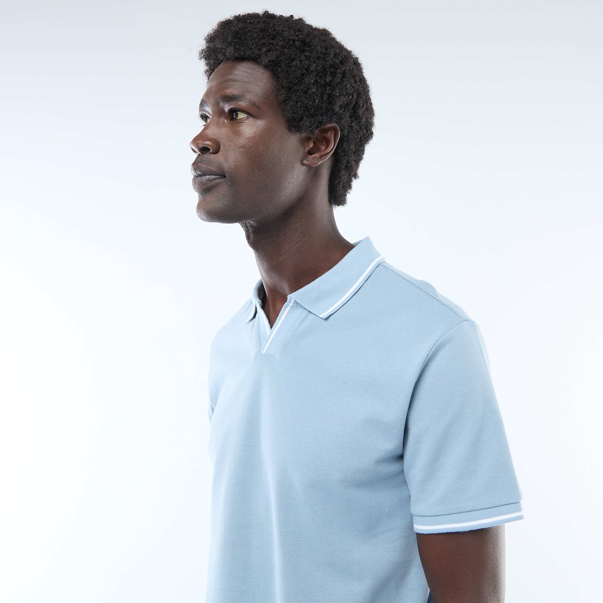 Short-Sleeve Cotton Piqué Polo Shirt BLUE - Image 3