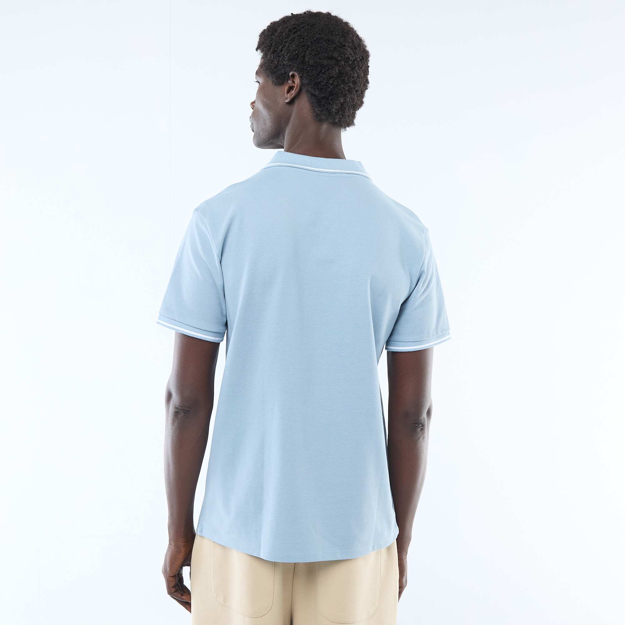 Short-Sleeve Cotton Piqué Polo Shirt BLUE - Image 4