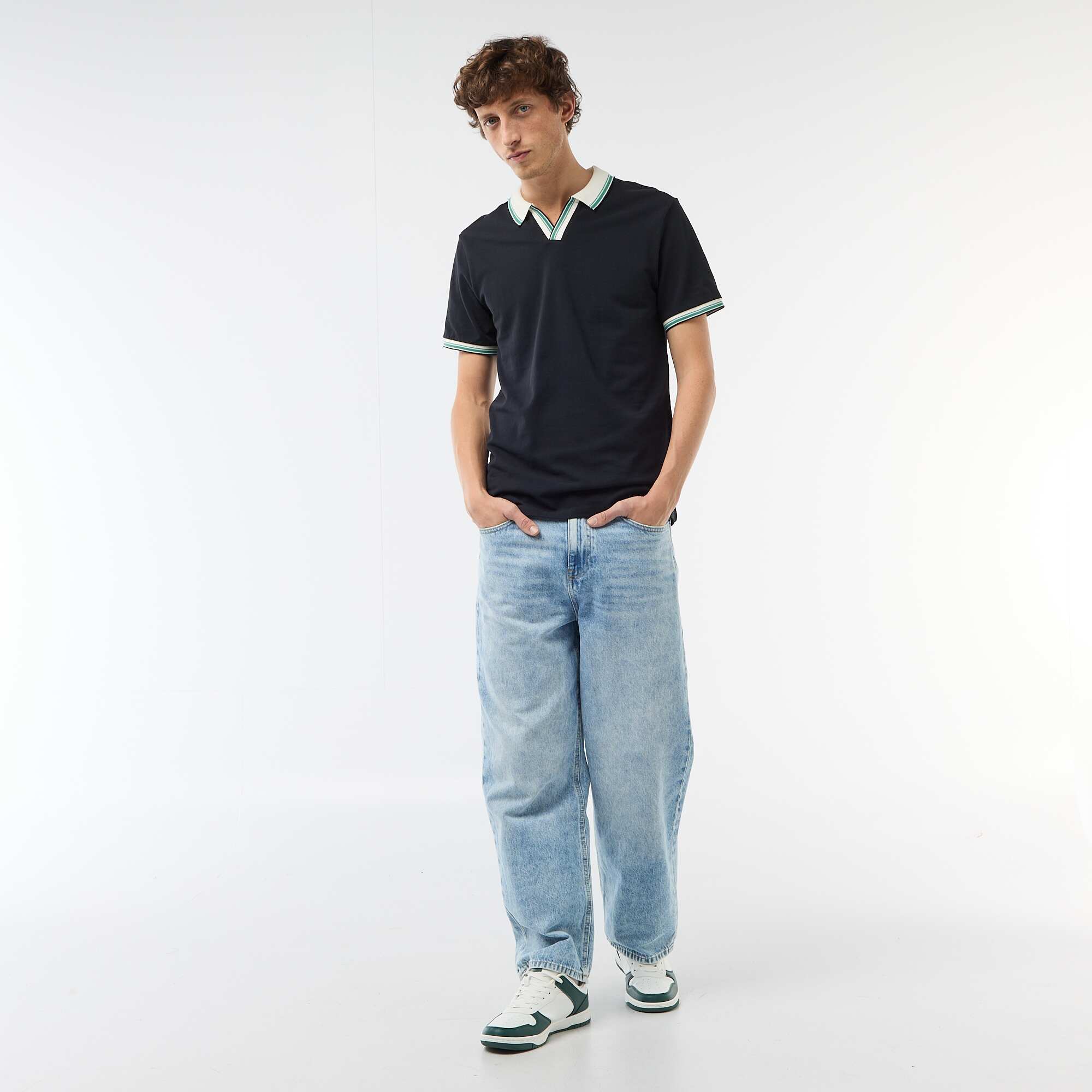 Short-Sleeve Cotton Piqué Polo Shirt BLUE - Image 2