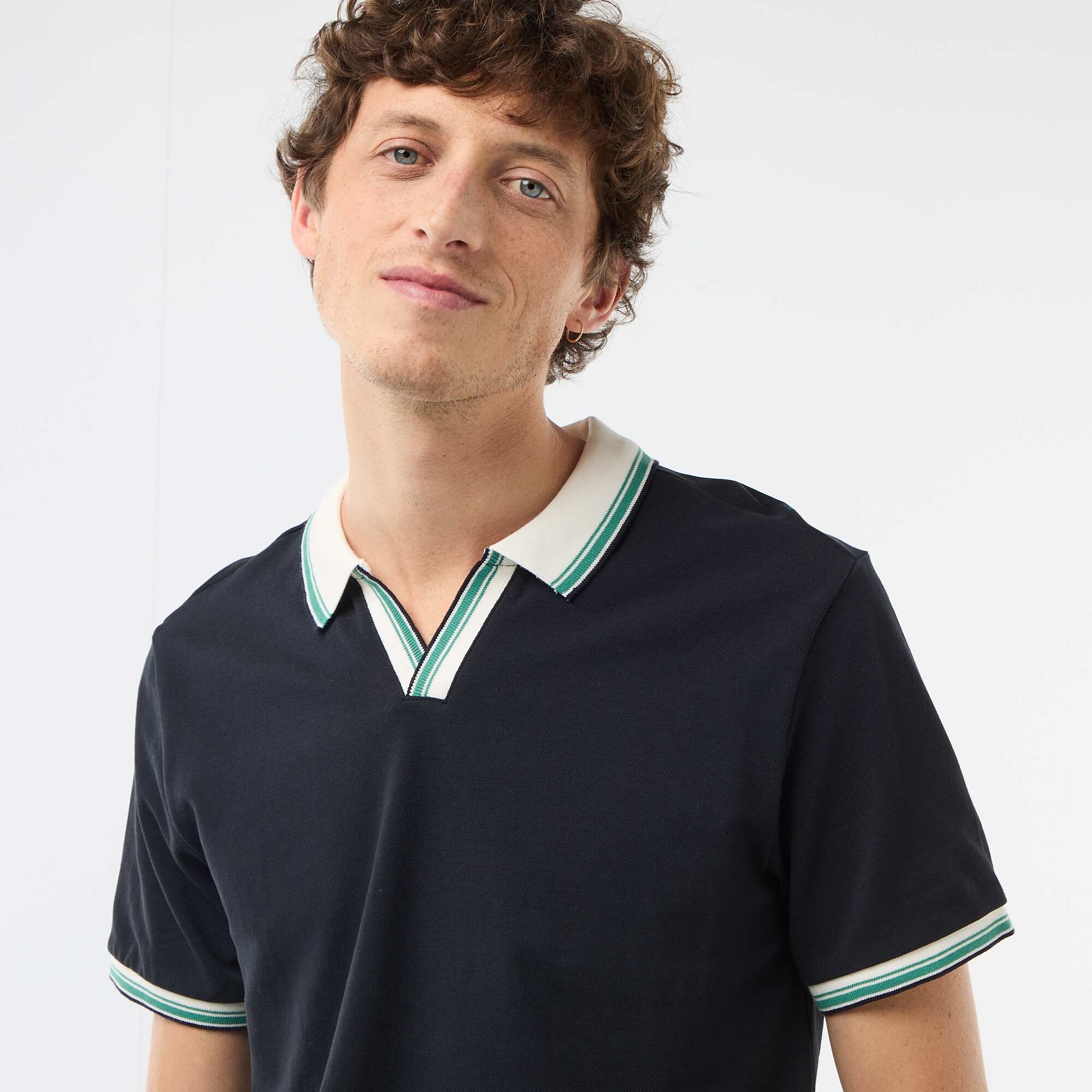 Short-Sleeve Cotton Piqué Polo Shirt BLUE - Image 4