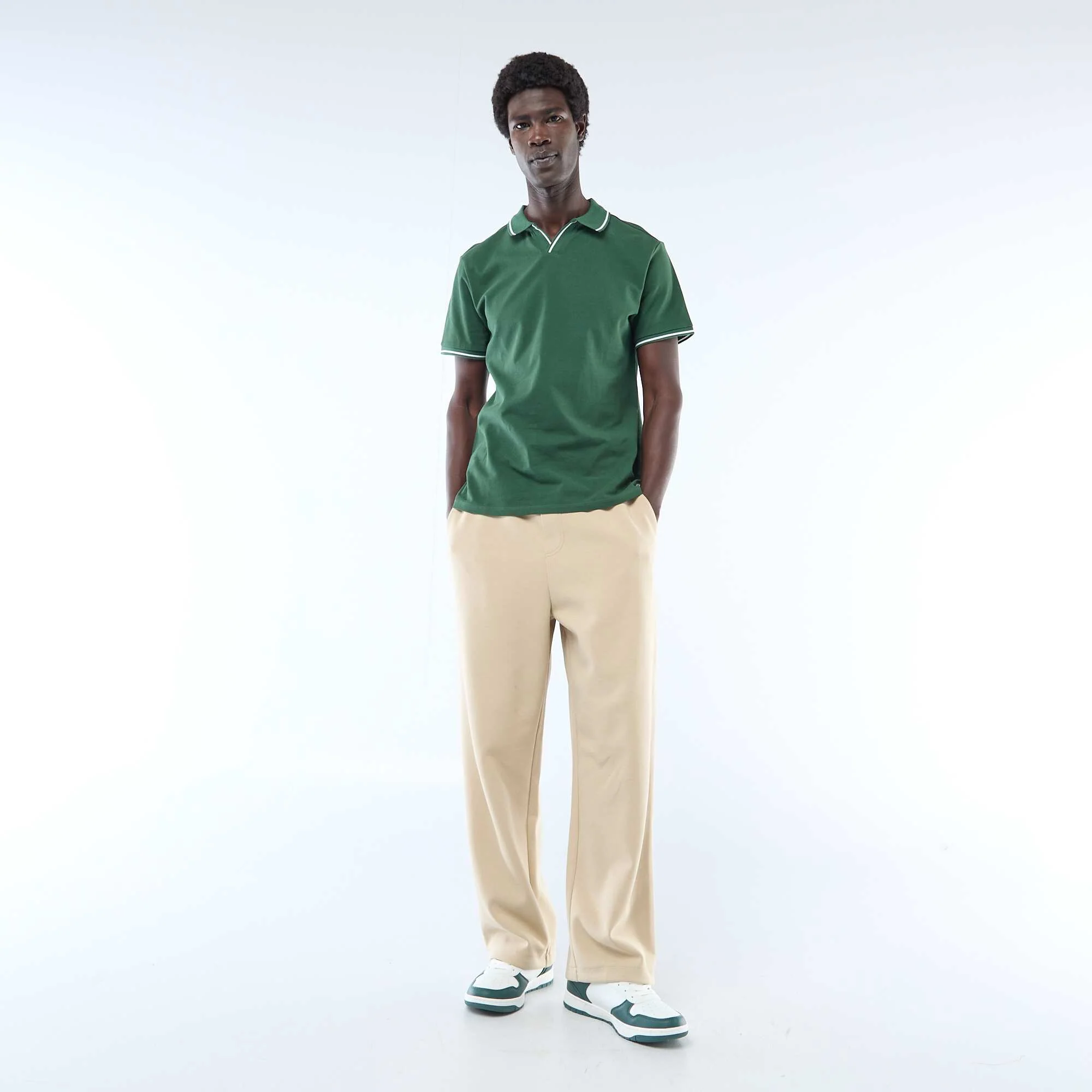 Short-Sleeve Cotton Piqué Polo Shirt GREEN - Image 2