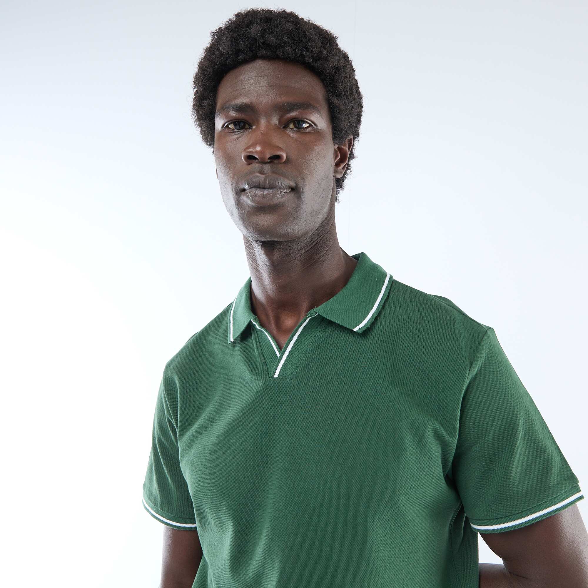 Short-Sleeve Cotton Piqué Polo Shirt GREEN - Image 3