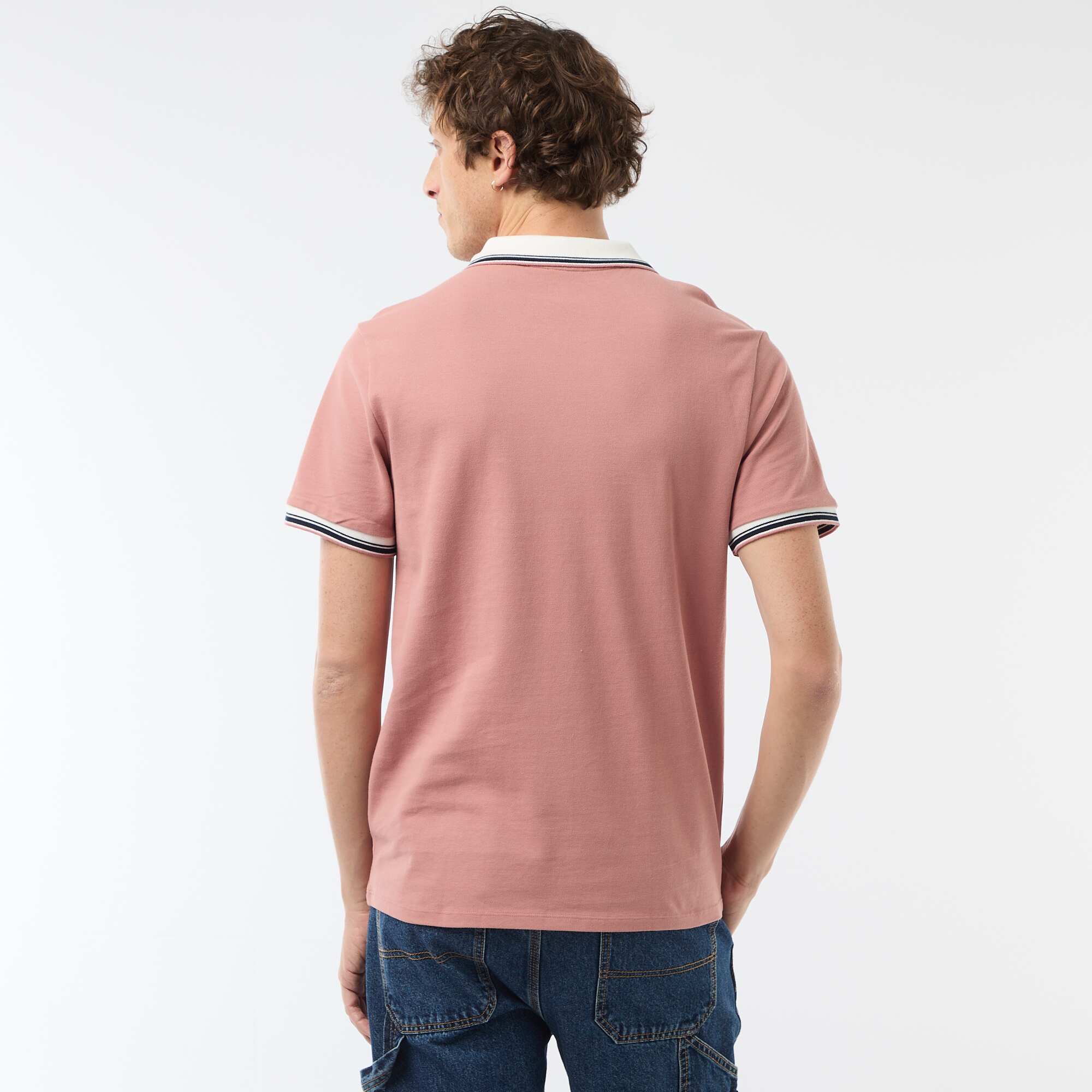 Short-Sleeve Cotton Piqué Polo Shirt PINK - Image 3