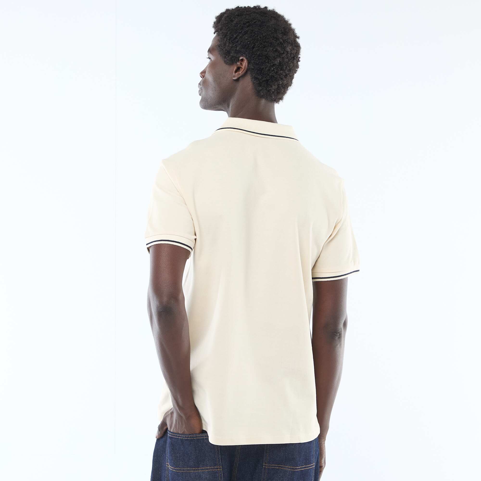 Short-Sleeve Cotton Piqué Polo Shirt WHITE - Image 3
