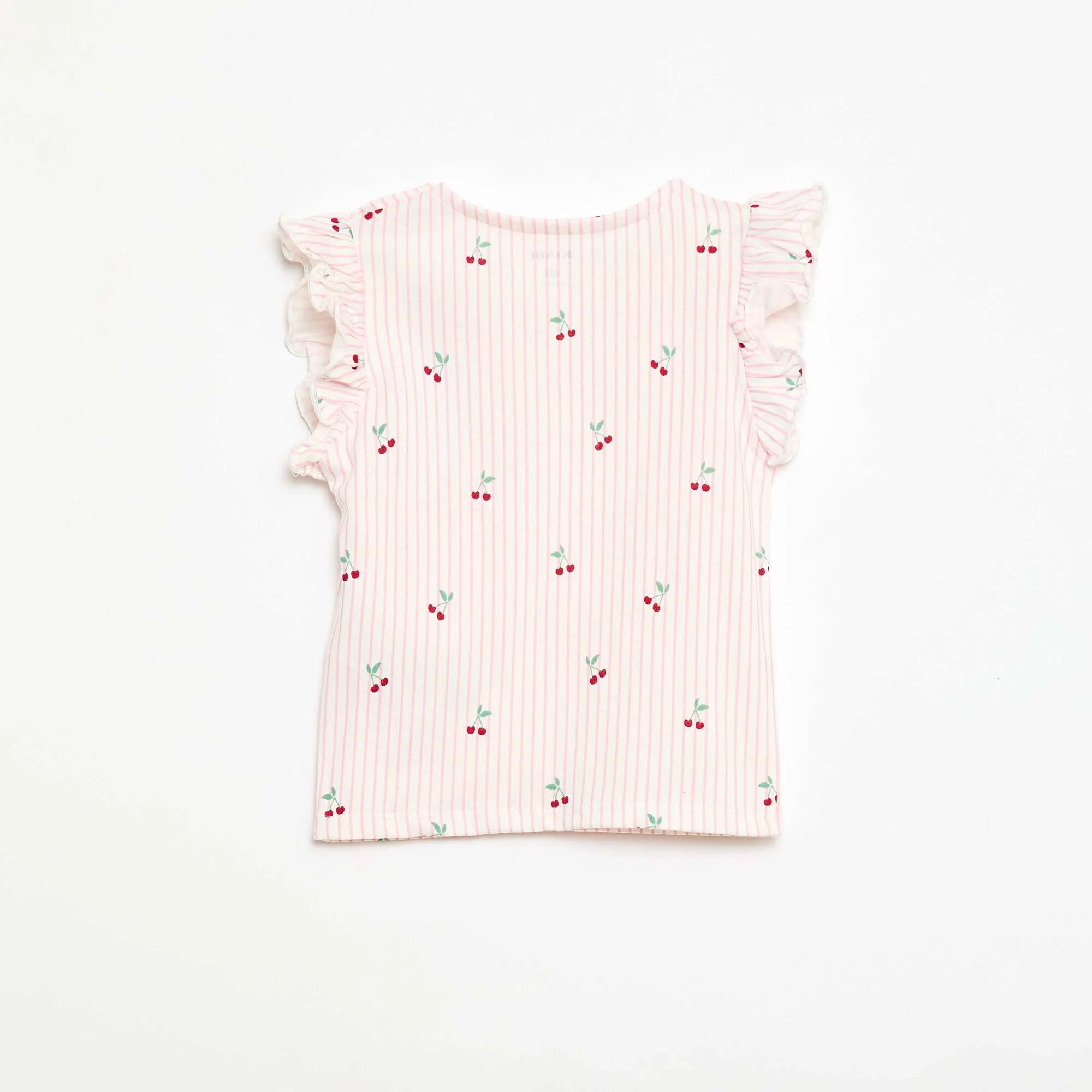 Short-Sleeve Jersey T-Shirt with Ruffled Sleeves PINK - Image 2