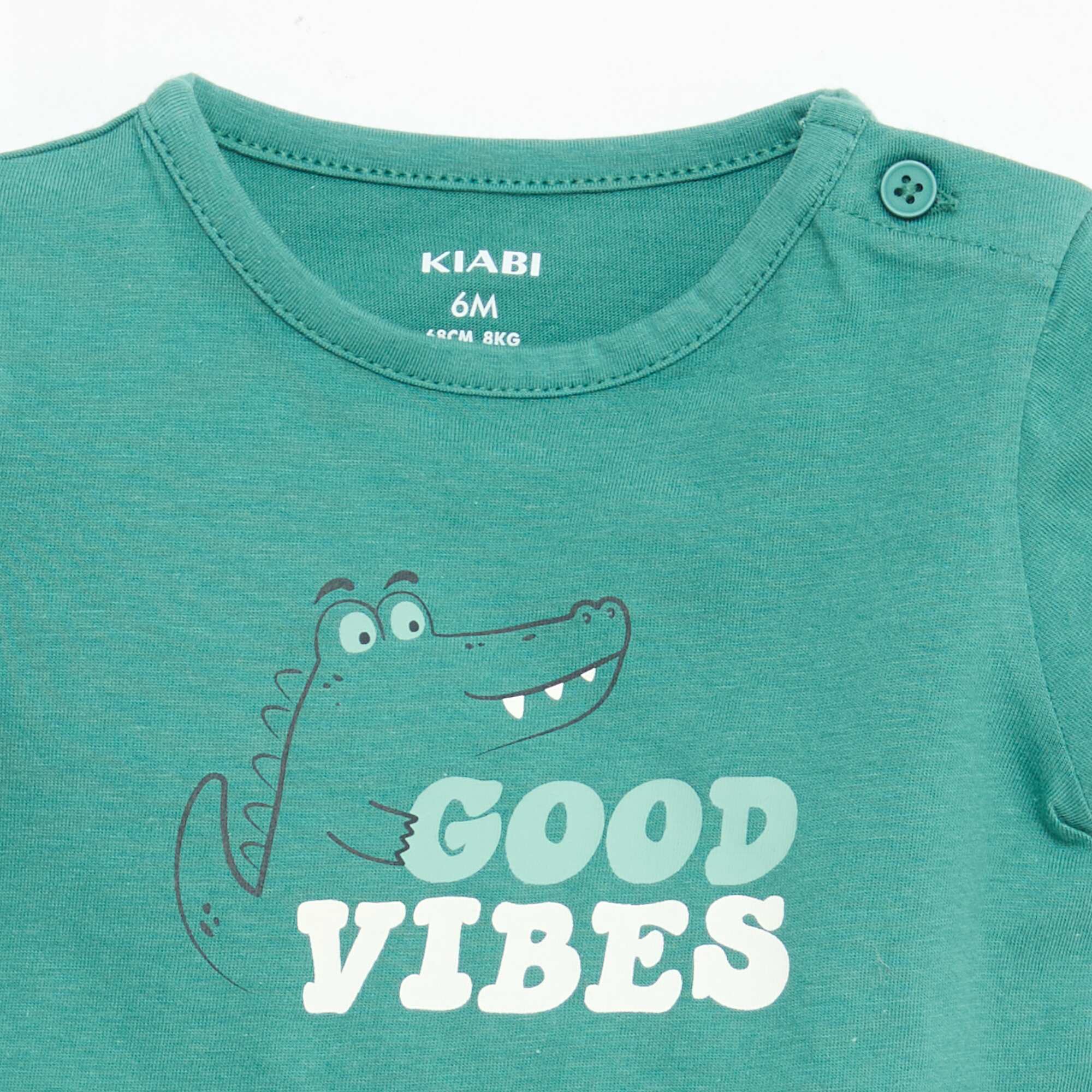 Short-Sleeved Cotton Jersey T-Shirt GREEN - Image 2