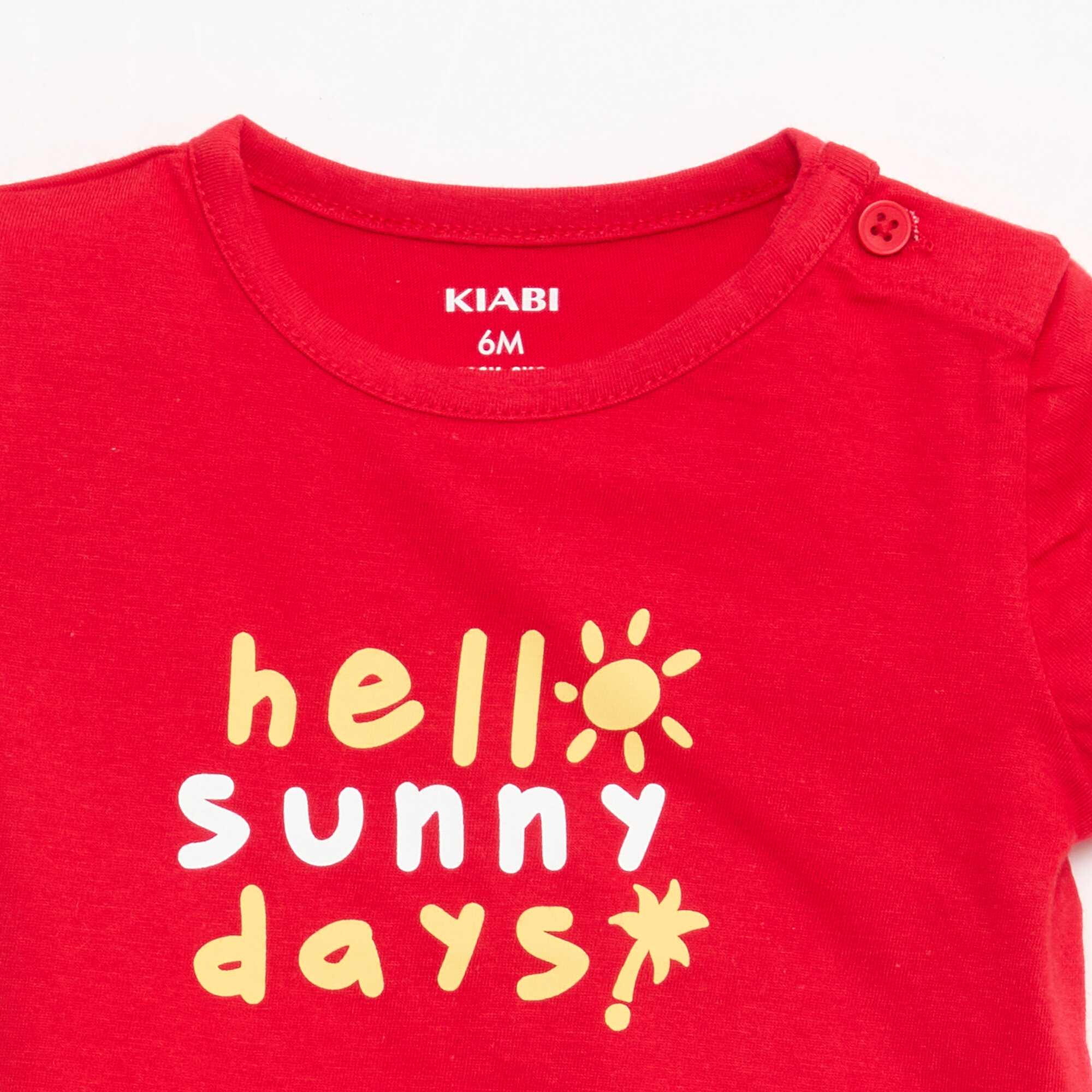 Short-Sleeved Cotton Jersey T-Shirt RED - Image 2