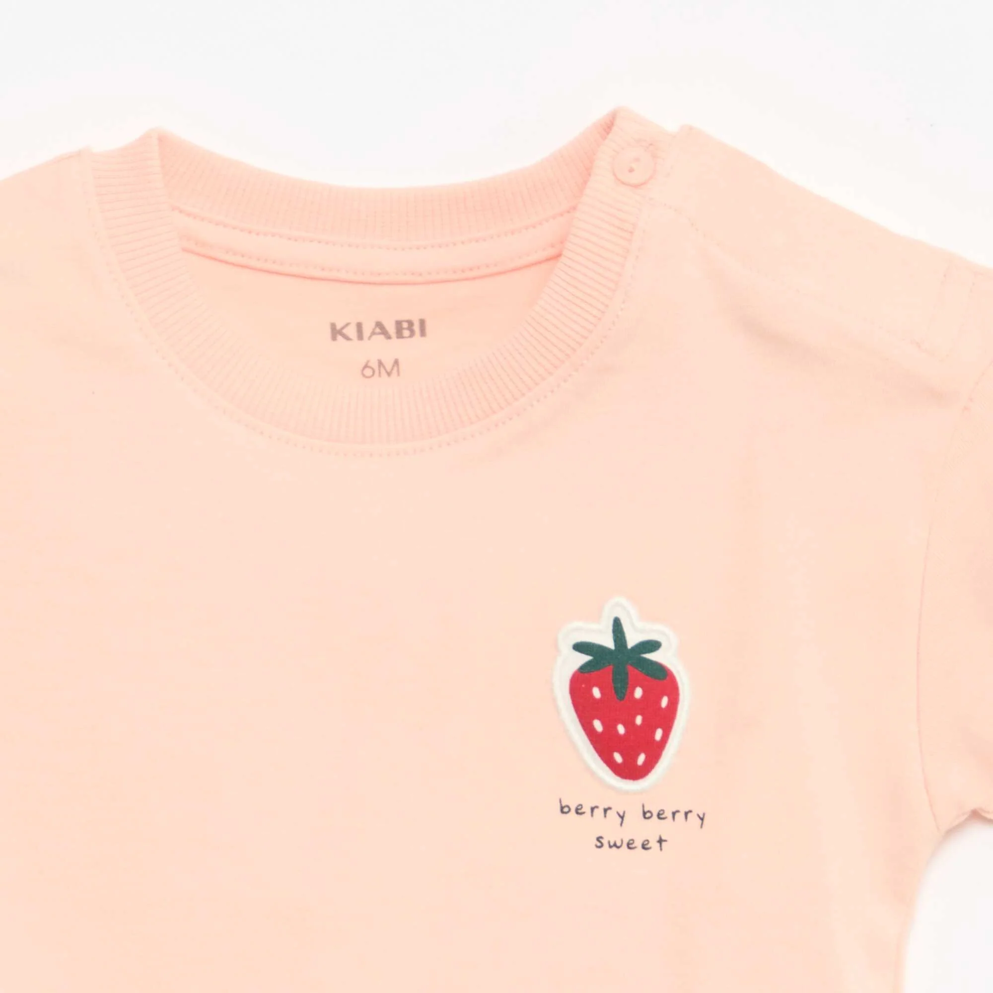 Short-sleeved cotton jersey T-shirt with chest patch PINK - Image 2