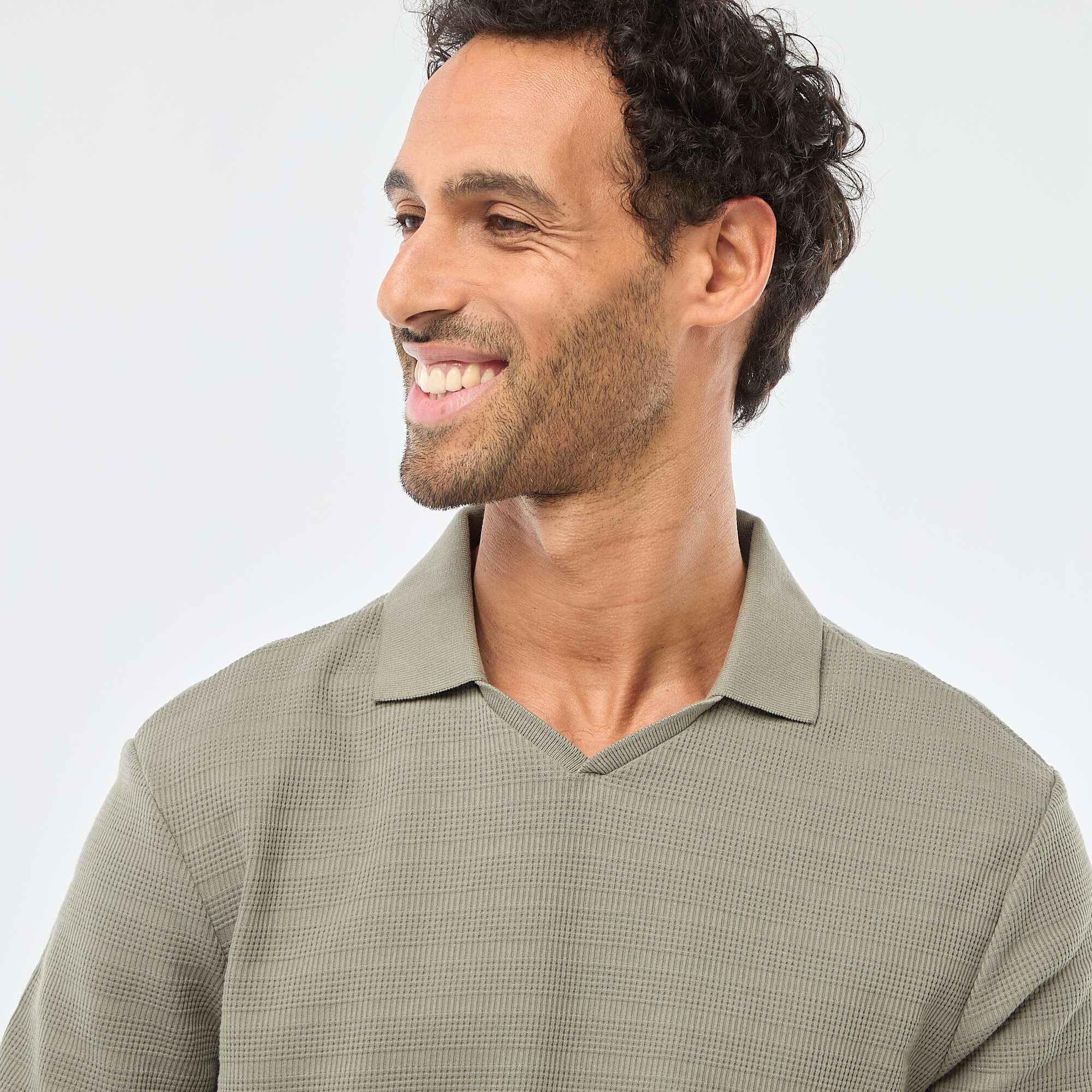 Short-Sleeved Cotton Piqué Polo Shirt GREEN - Image 5