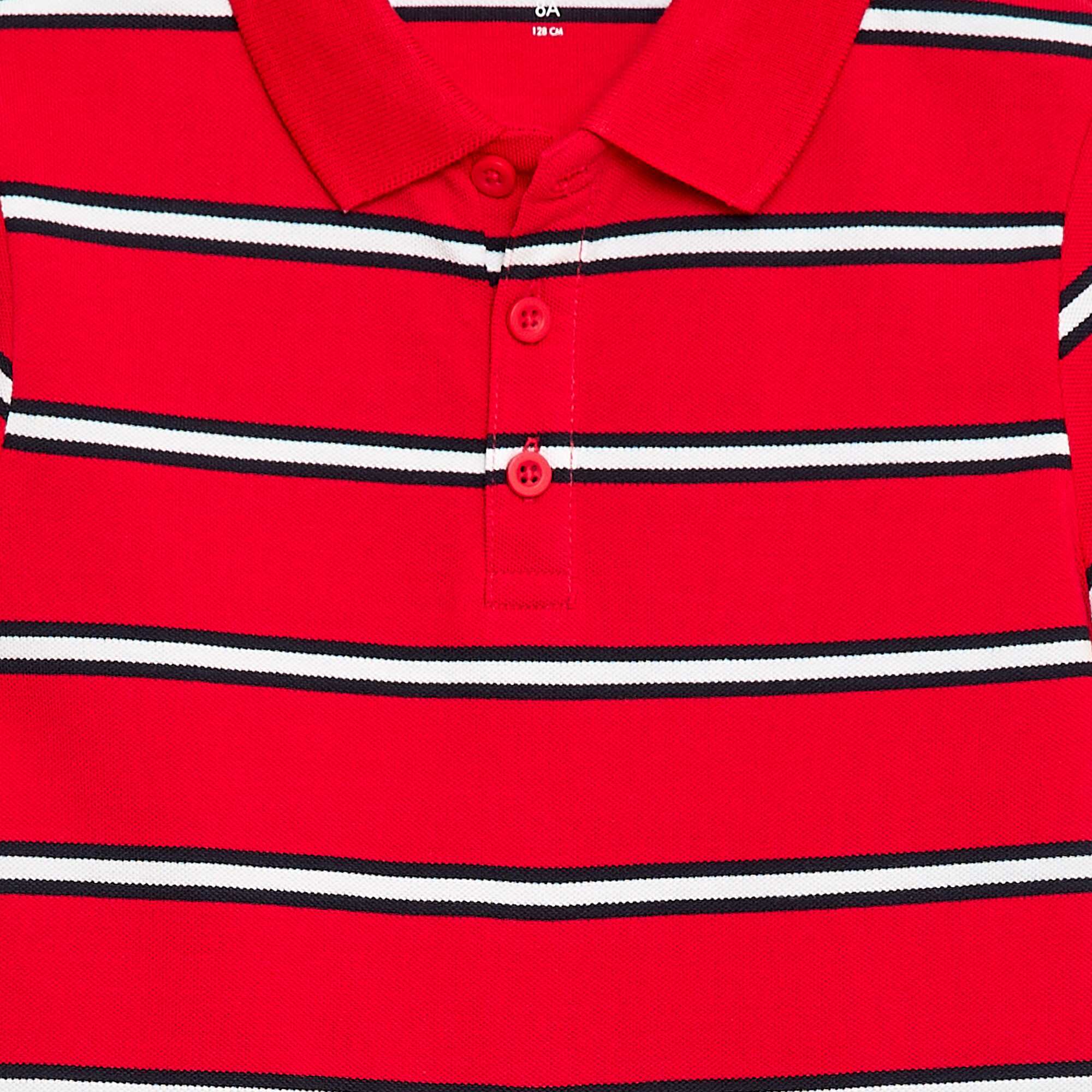Short-Sleeved Cotton Piqué Polo Shirt RED - Image 3