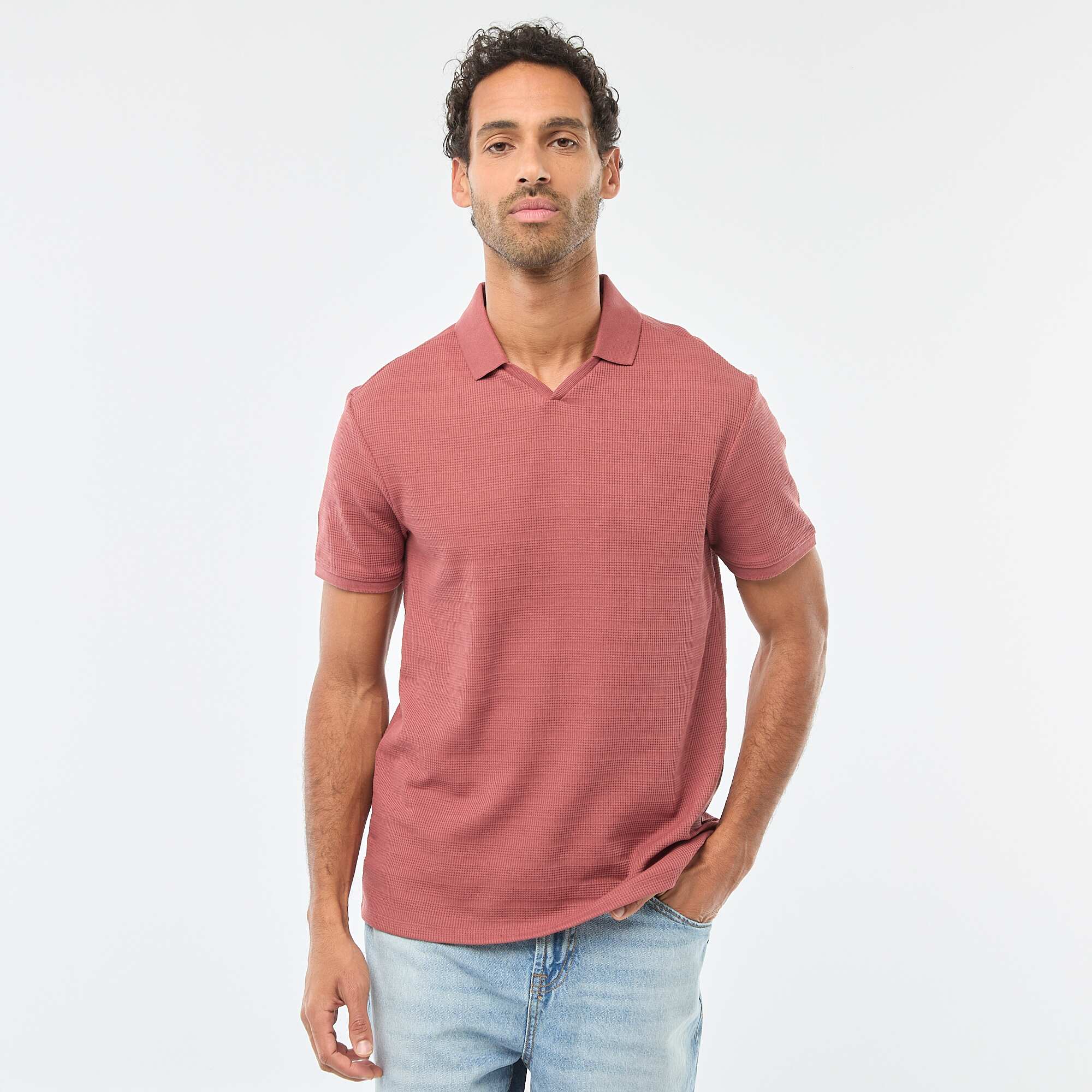Short-Sleeved Cotton Piqué Polo Shirt RED