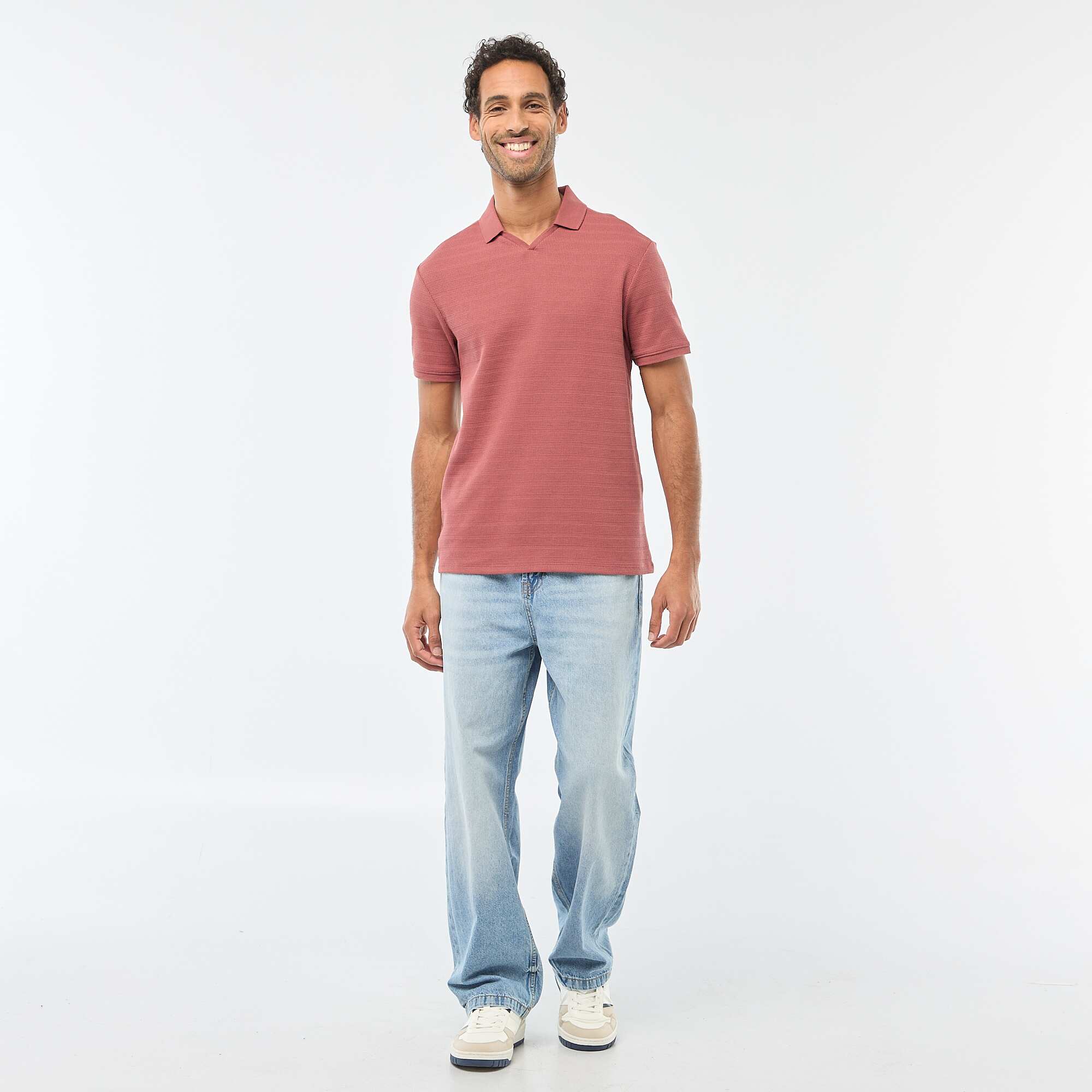 Short-Sleeved Cotton Piqué Polo Shirt RED - Image 2