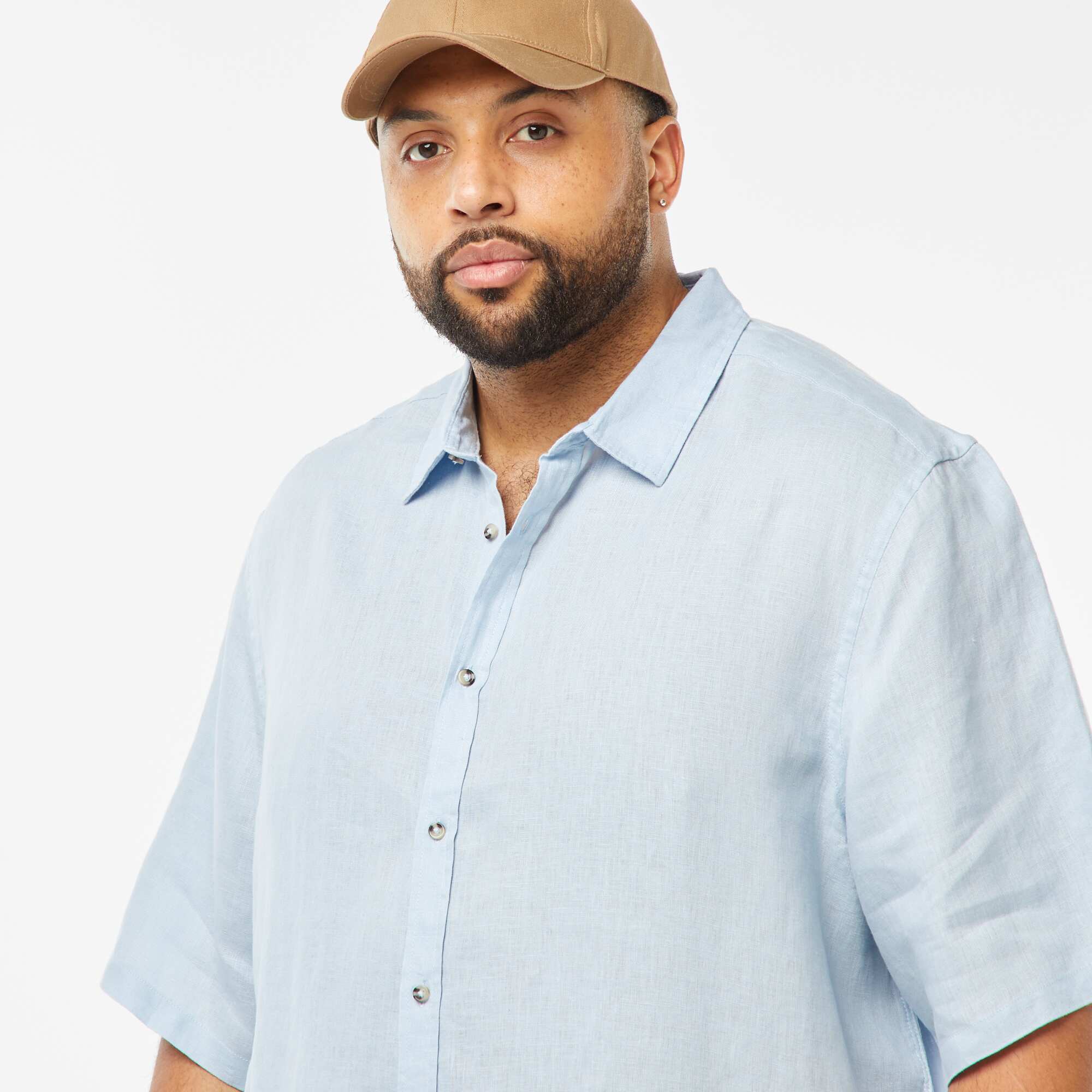 Short-sleeved linen shirt BLUE - Image 3