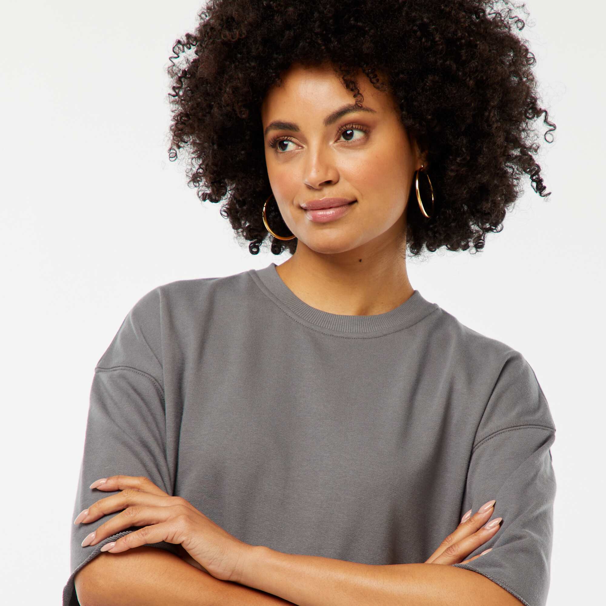 Short-sleeved loose-fitting sweatshirt GREY - Image 4