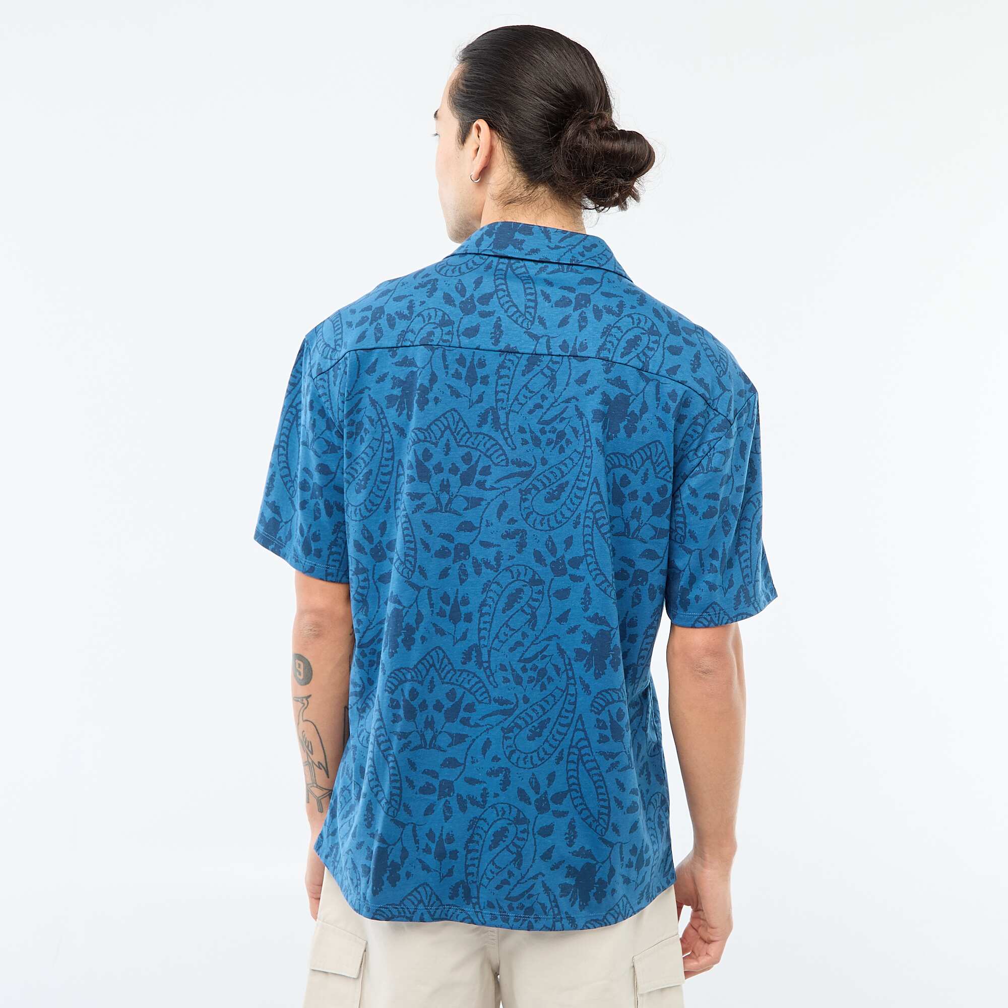 Short-Sleeved Patterned Shirt BLUE - Image 3