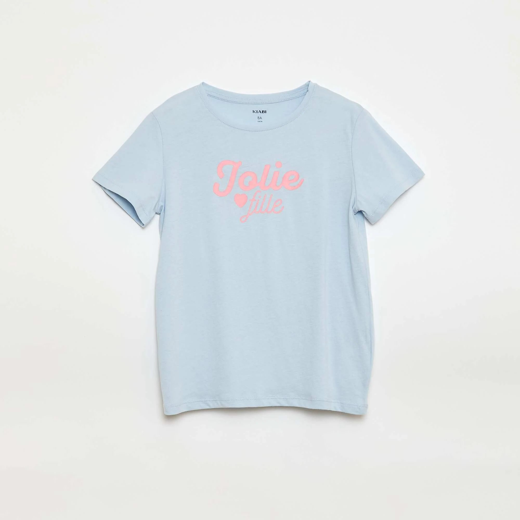Short-Sleeved Printed Message T-Shirt BLUE
