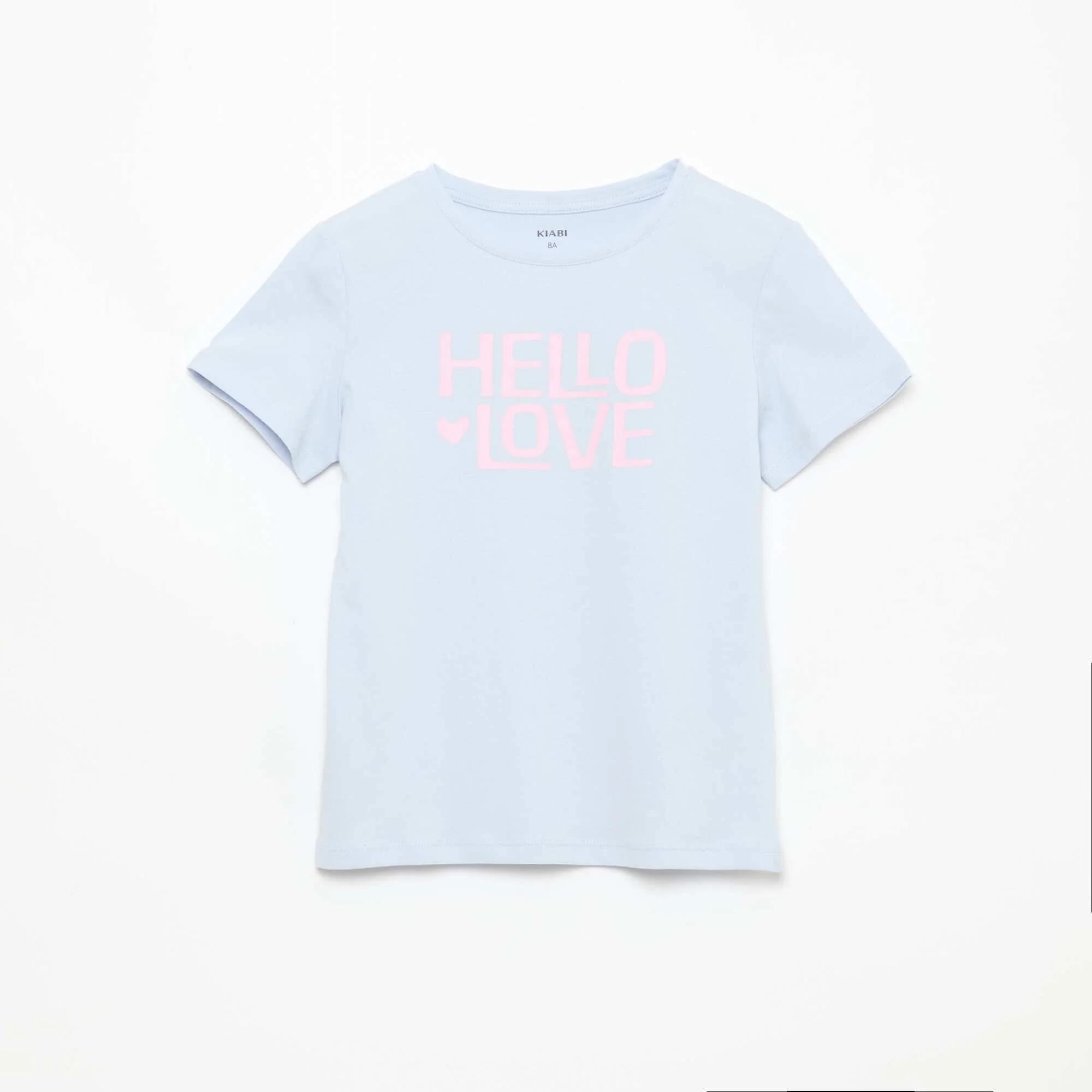 Short-Sleeved Printed Message T-Shirt BLUE