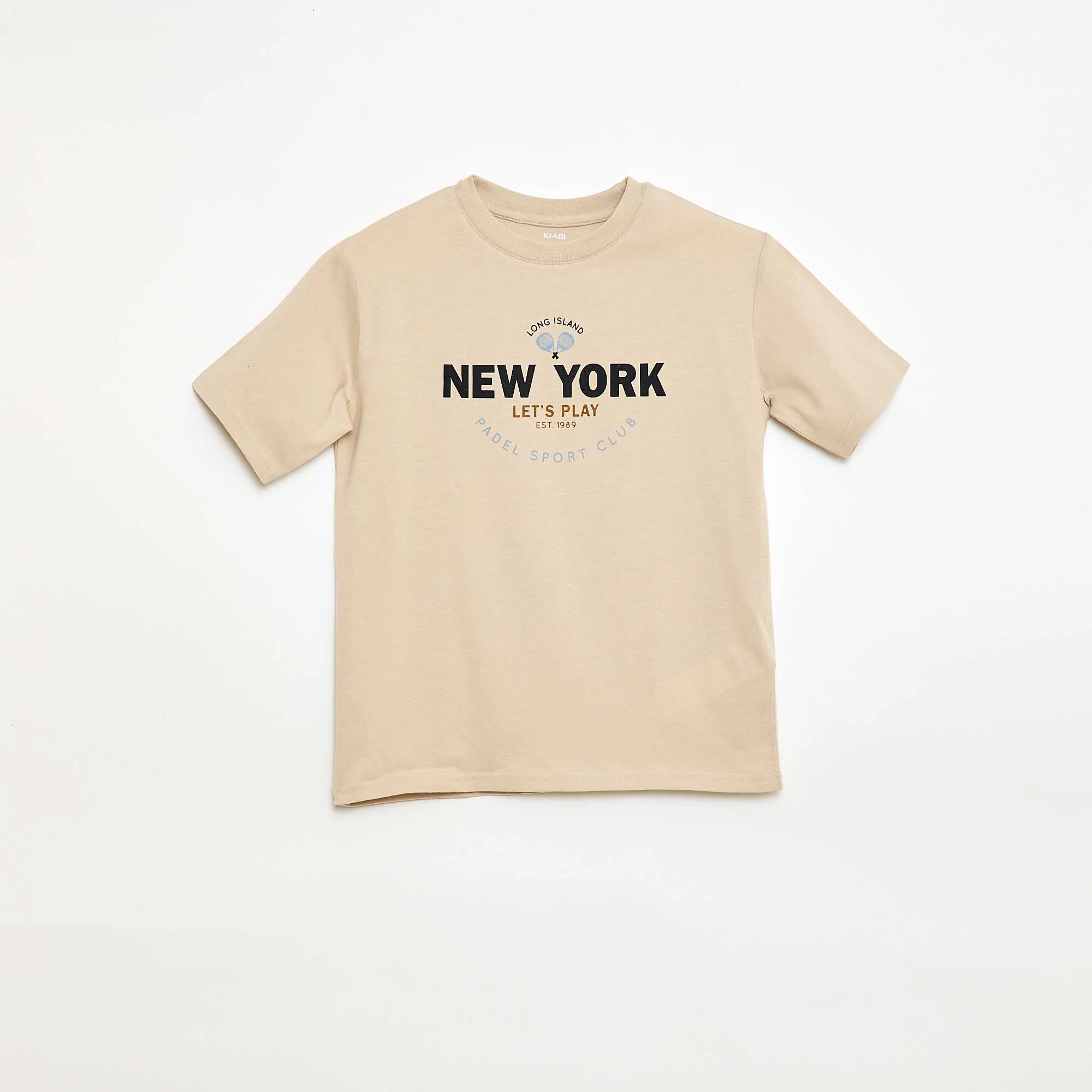 Short-sleeved printed T-shirt BEIGE
