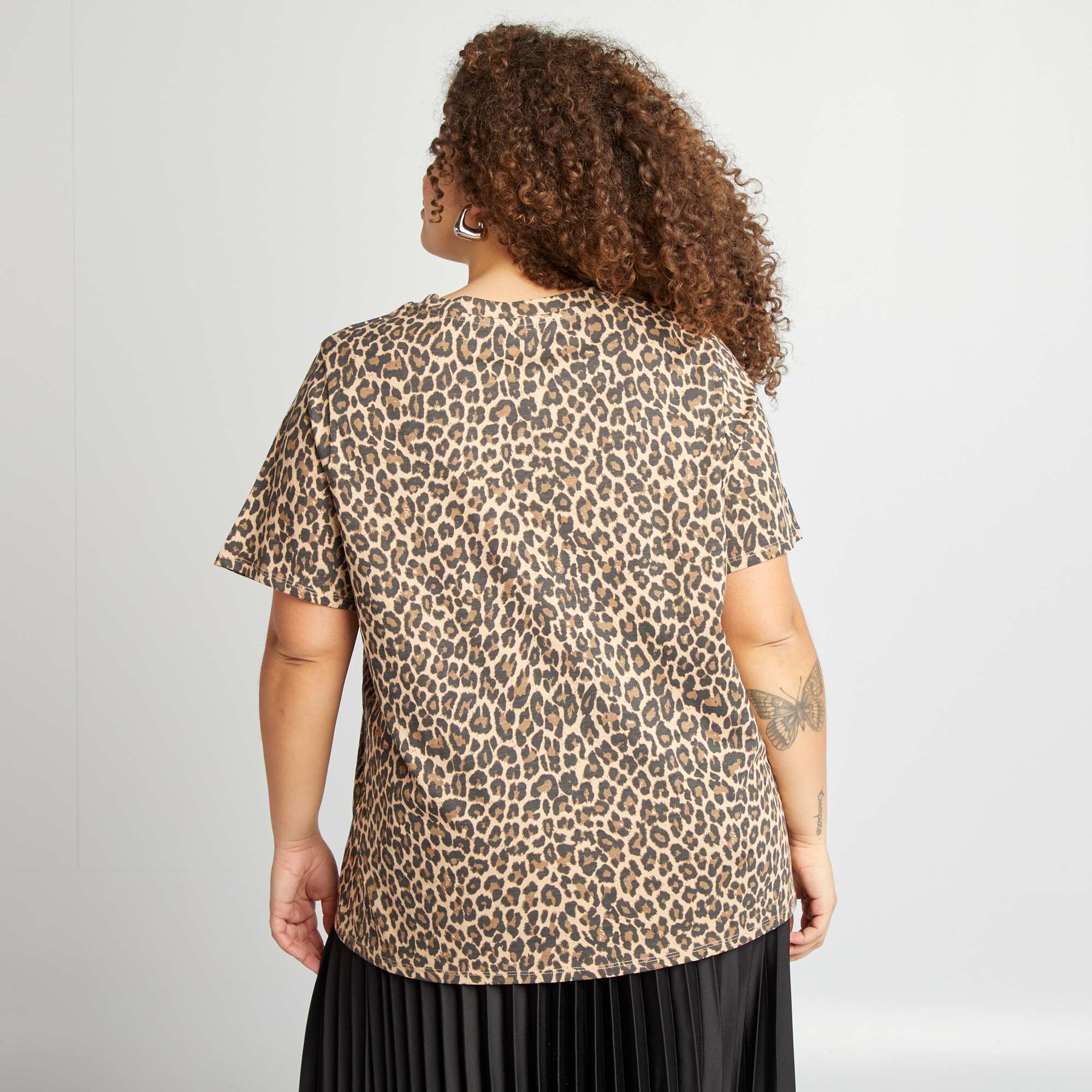 Short-sleeved printed T-shirt BEIGE - Image 4