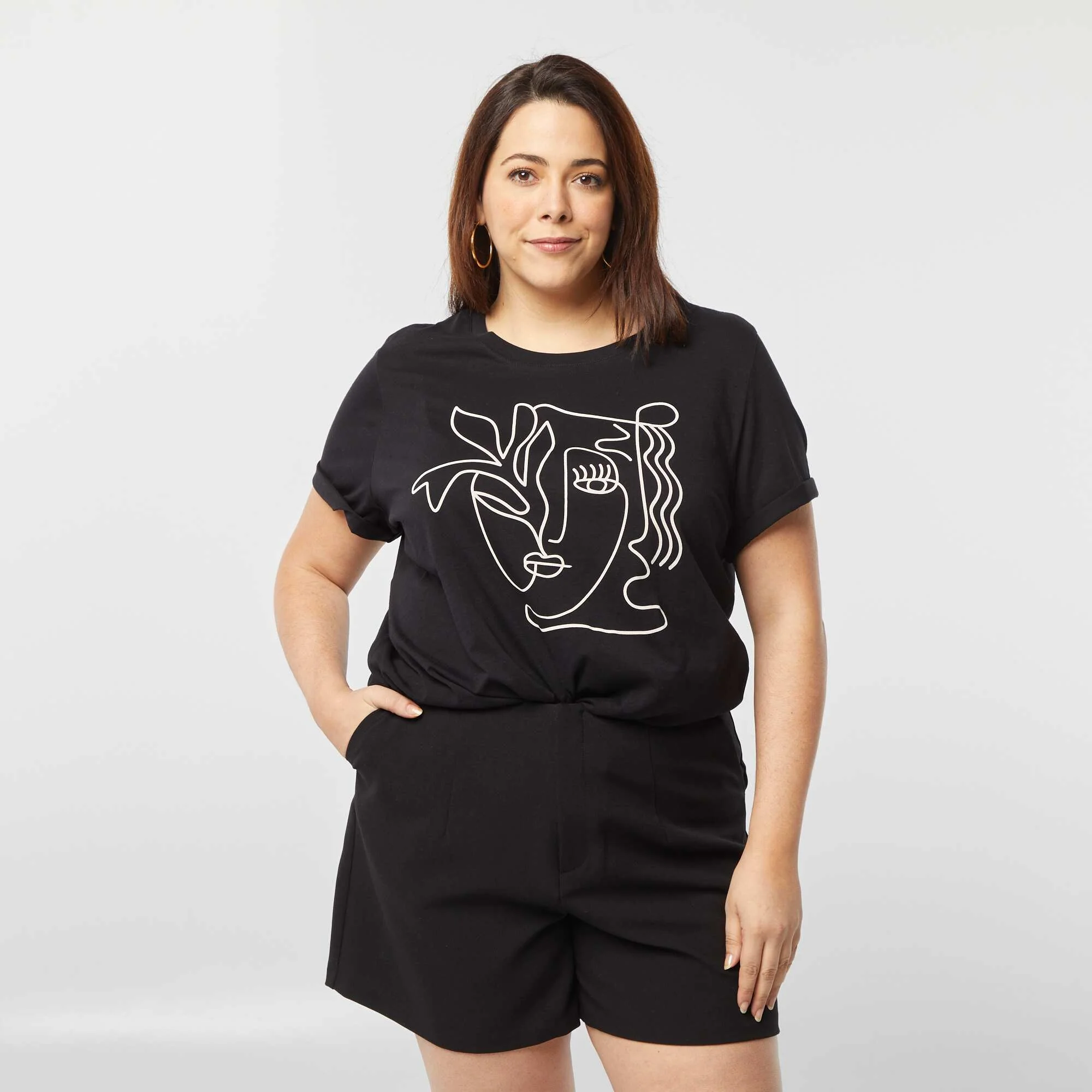 Short-sleeved printed T-shirt BLACK
