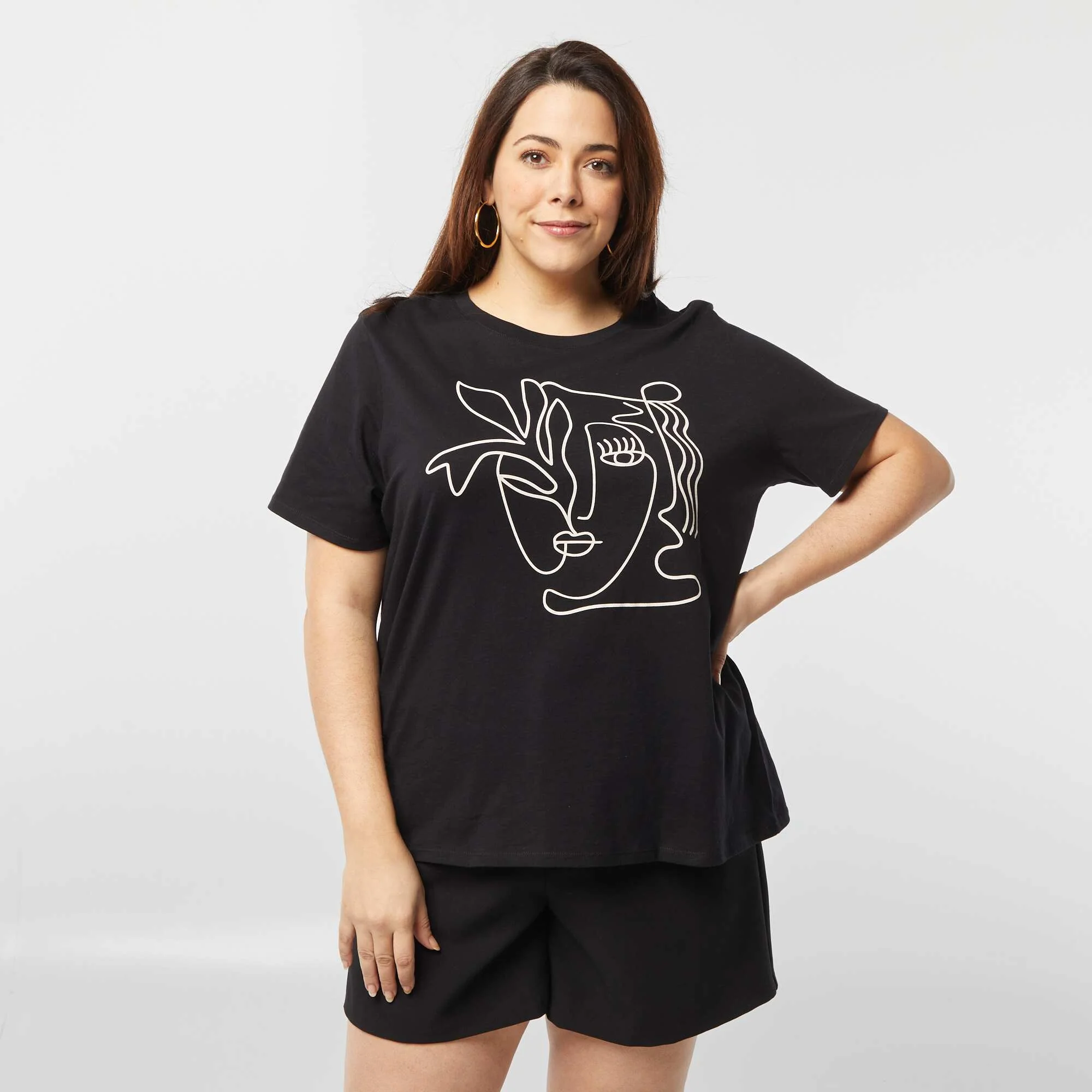 Short-sleeved printed T-shirt BLACK - Image 3
