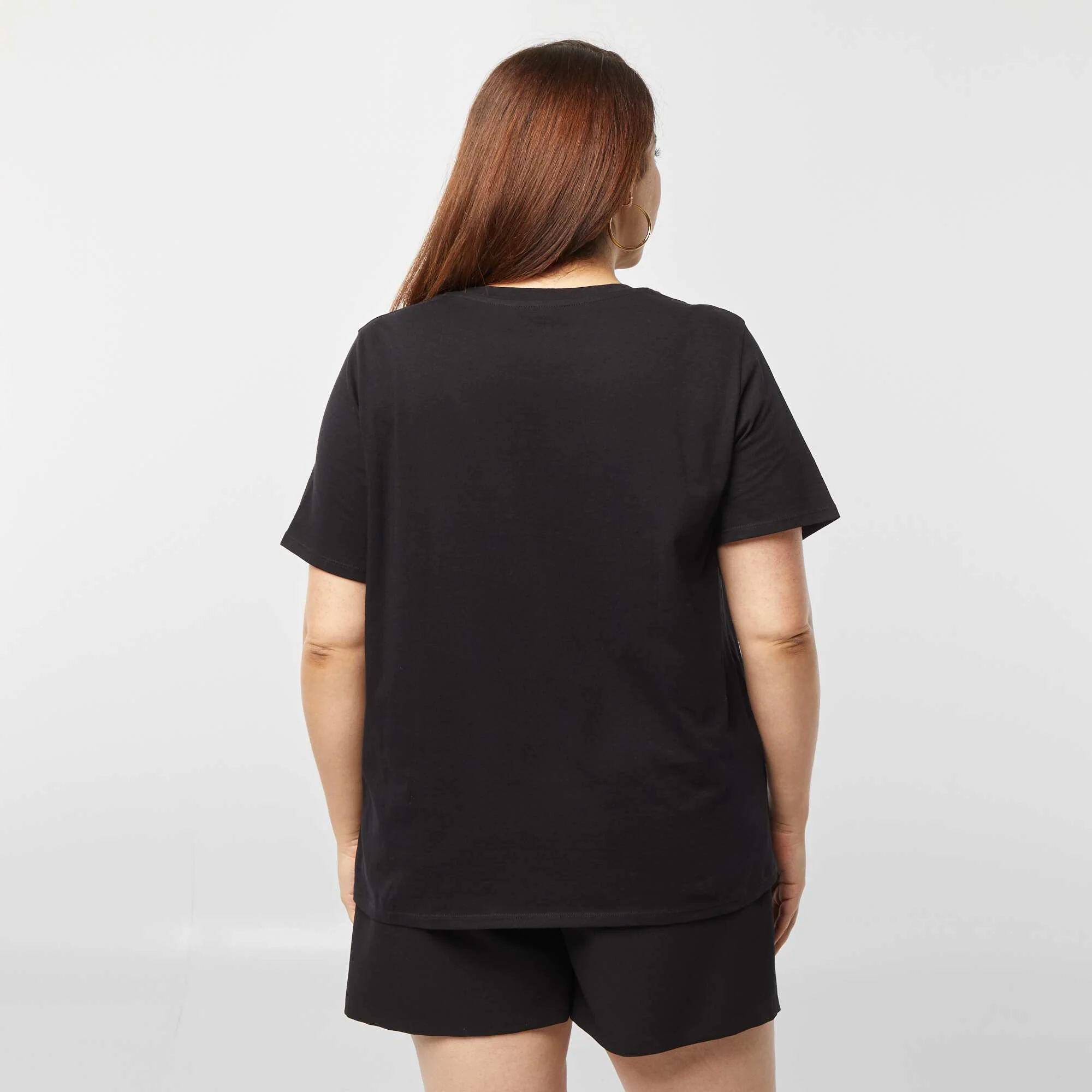 Short-sleeved printed T-shirt BLACK - Image 4