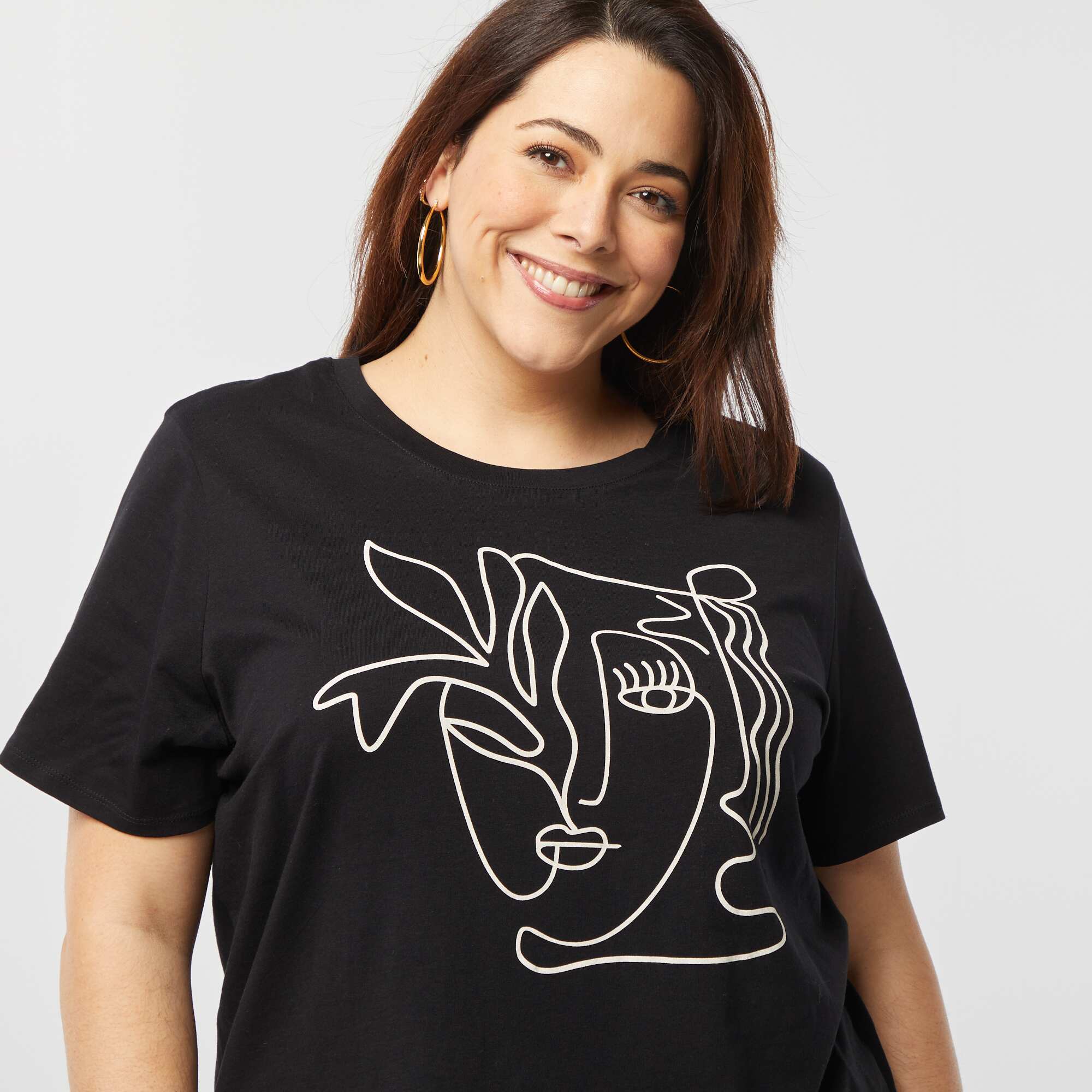 Short-sleeved printed T-shirt BLACK - Image 5