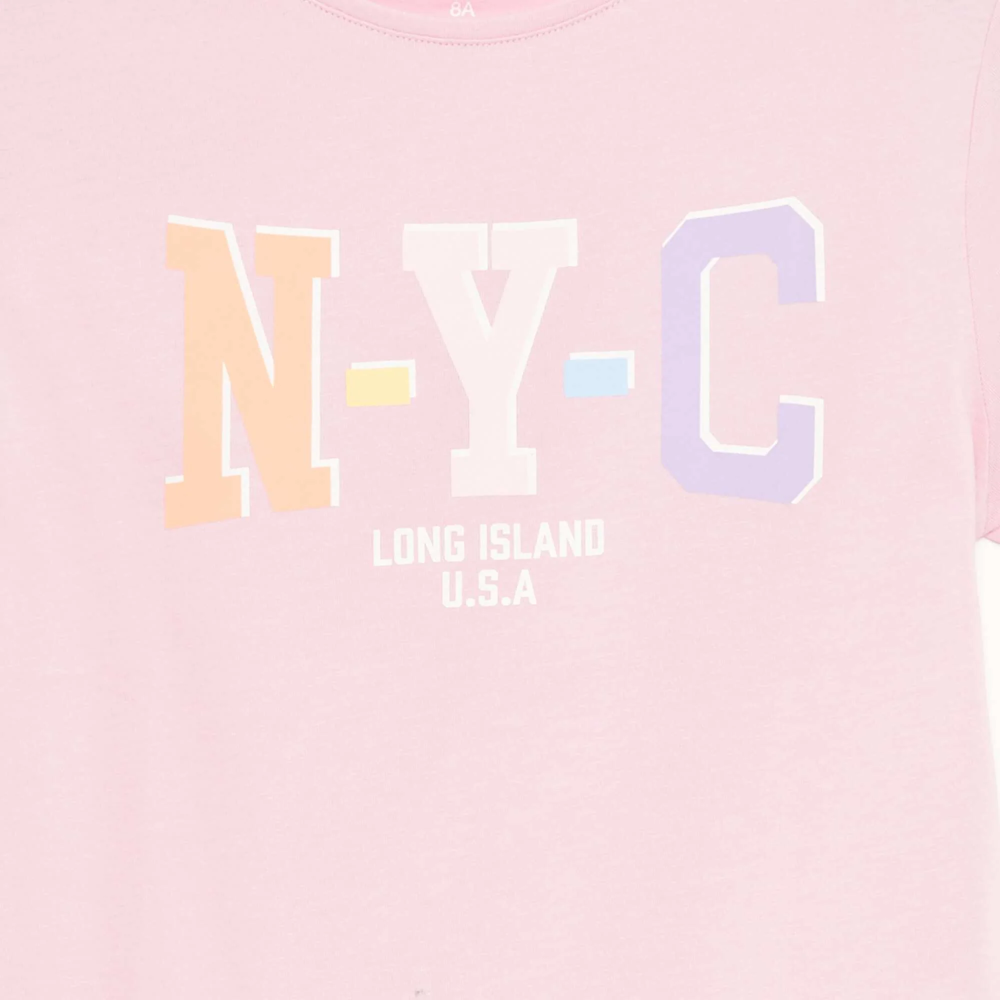 Short-sleeved printed T-shirt with round neck PINK - Image 2