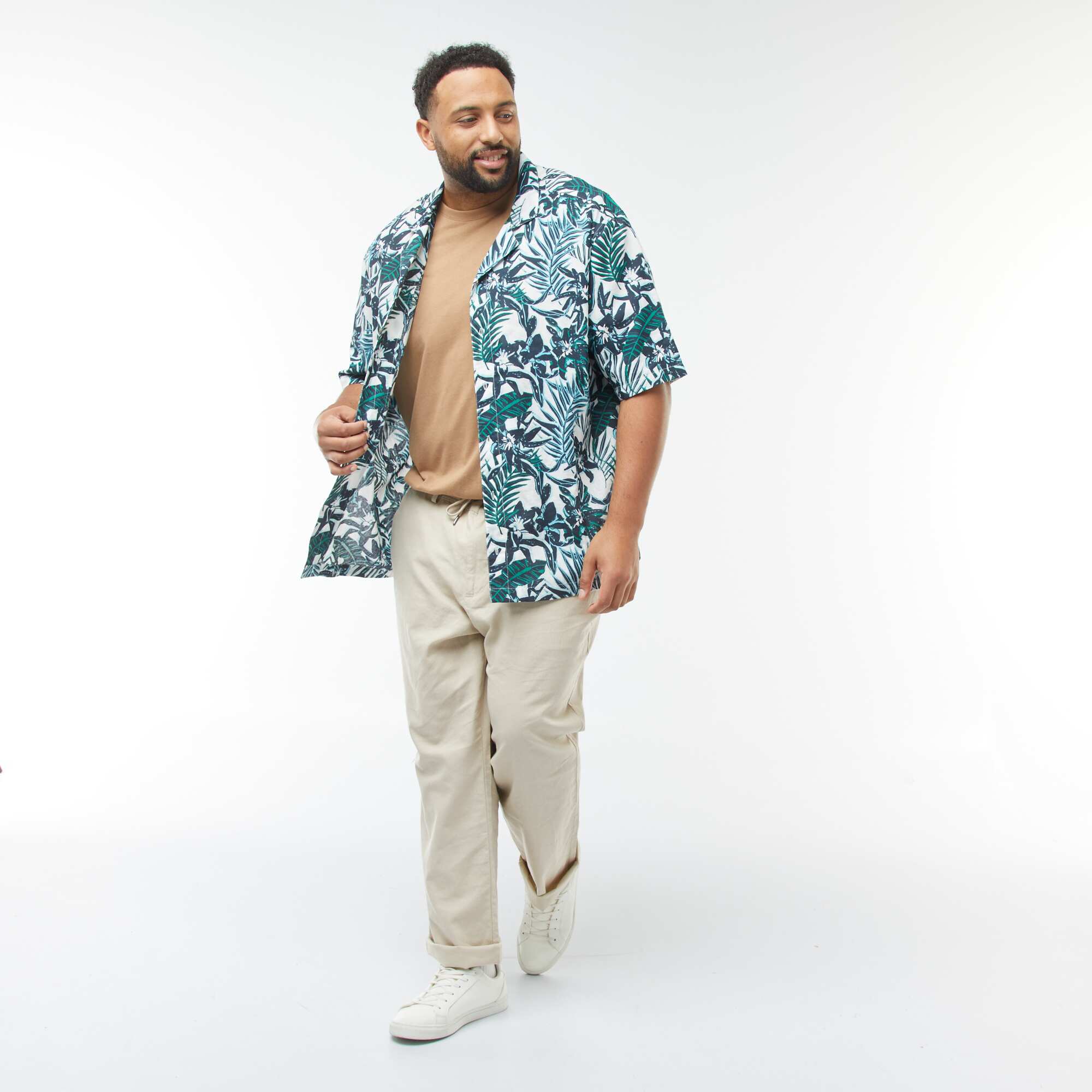 Short-sleeved shirt with floral pattern BLUE - Image 2