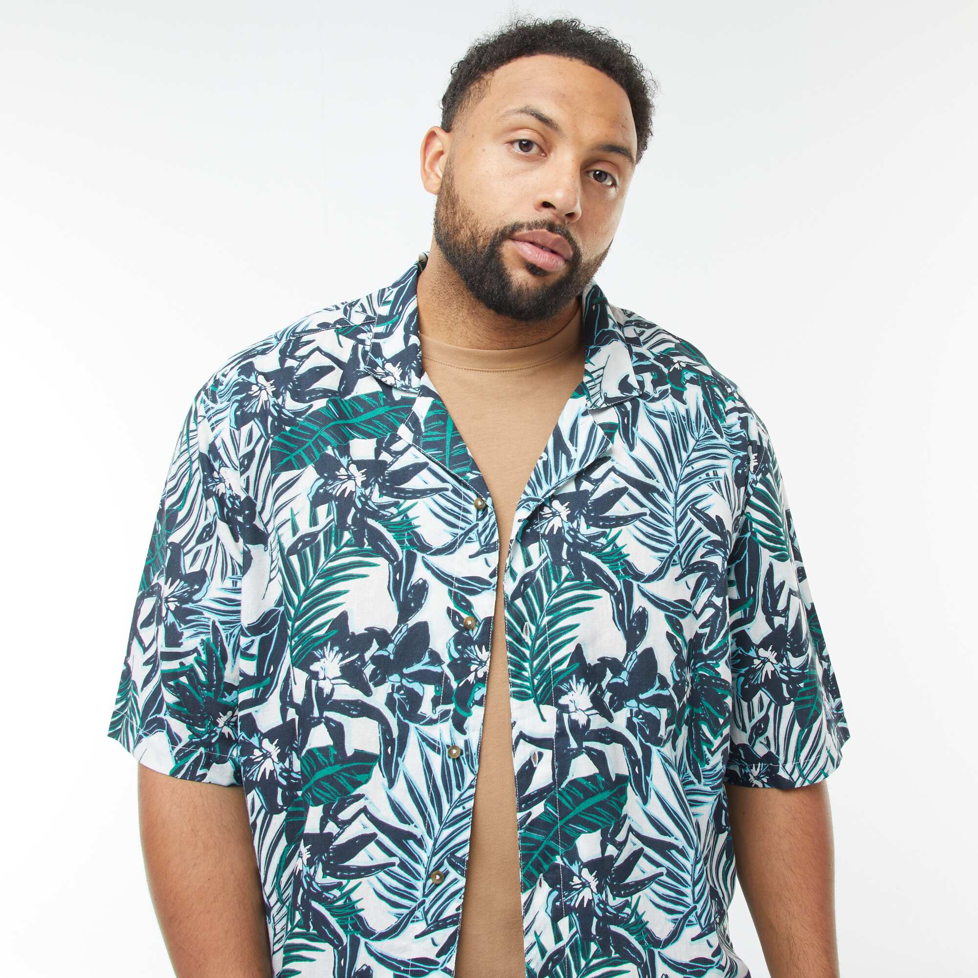 Short-sleeved shirt with floral pattern BLUE - Image 3