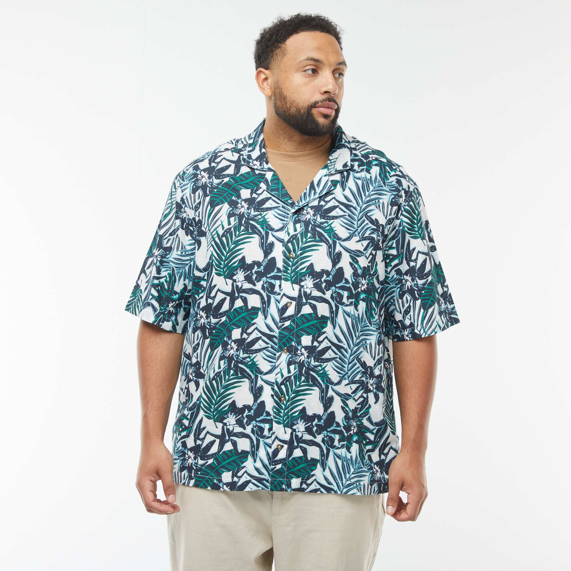Short-sleeved shirt with floral pattern BLUE - Image 4
