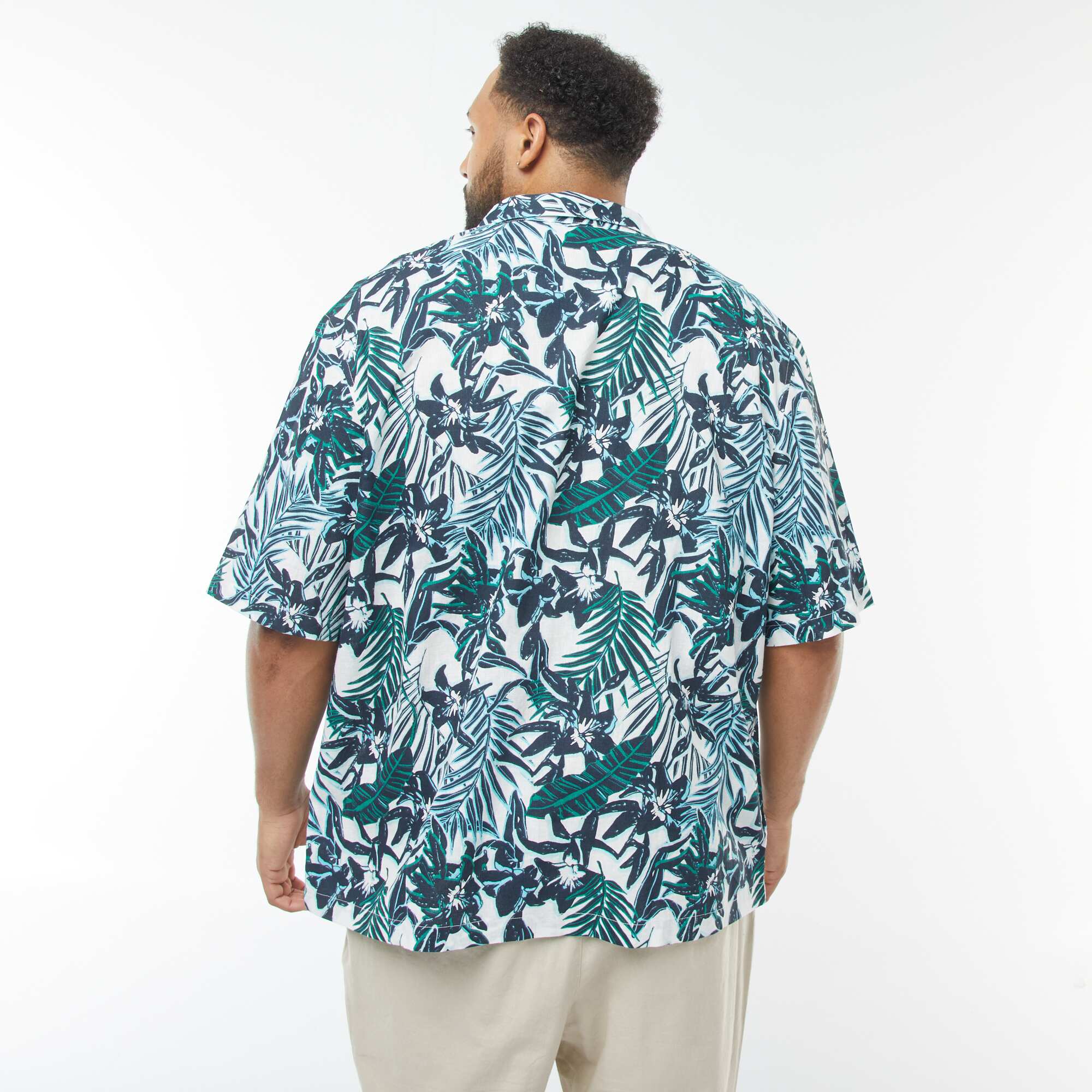 Short-sleeved shirt with floral pattern BLUE - Image 5