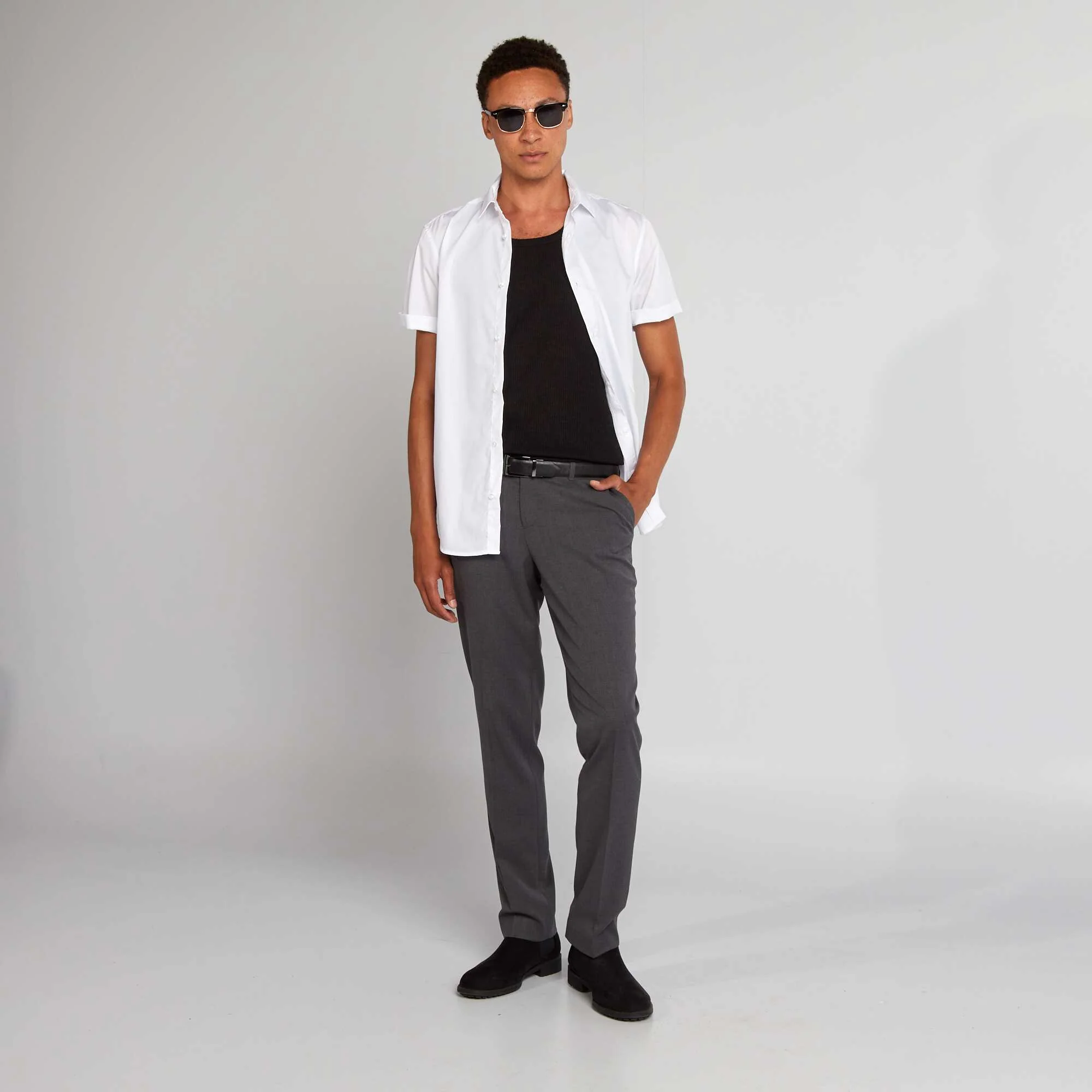 Short-sleeved straight-cut shirt white - Image 3