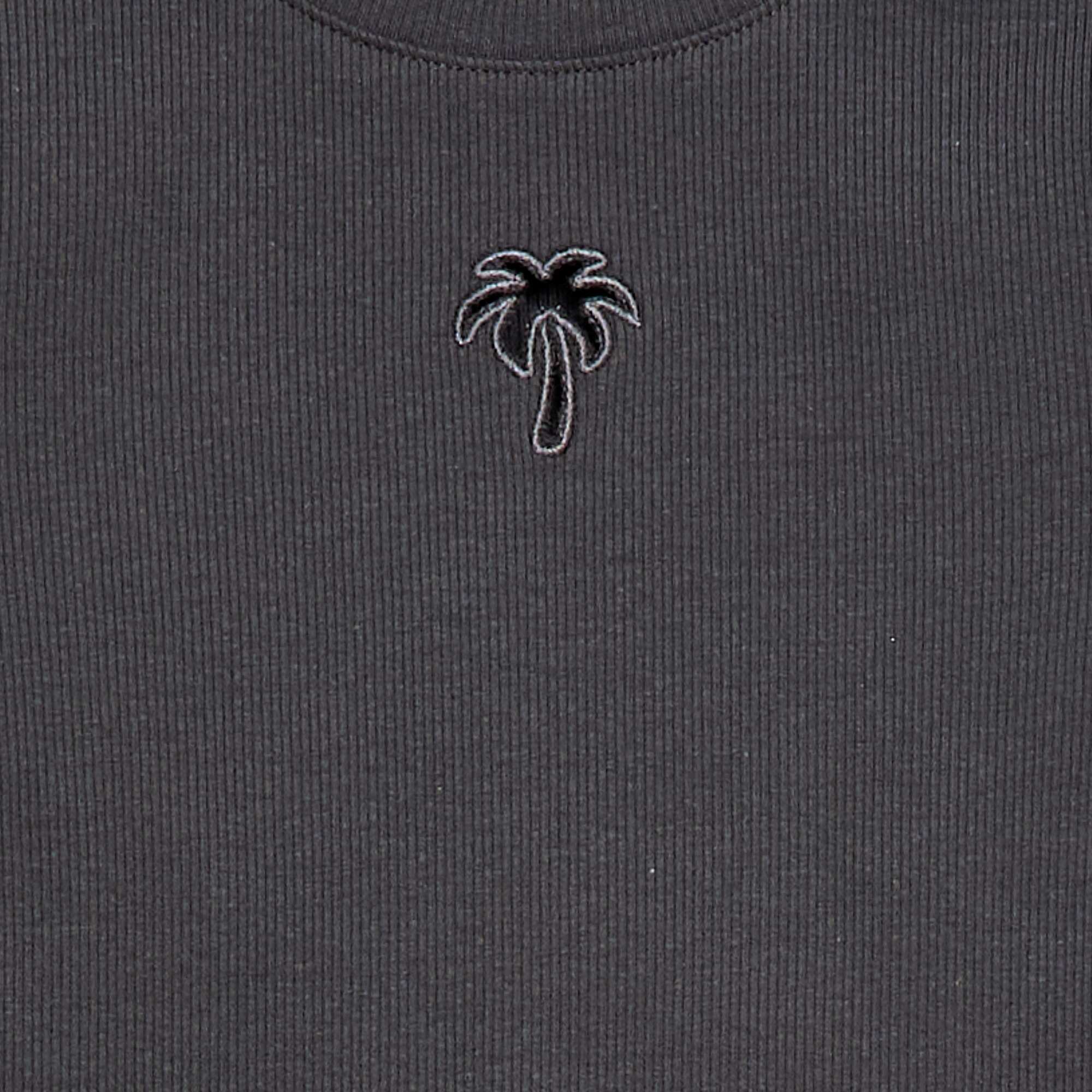 Short-sleeved T-shirt with Openwork Design BLACK - Image 3