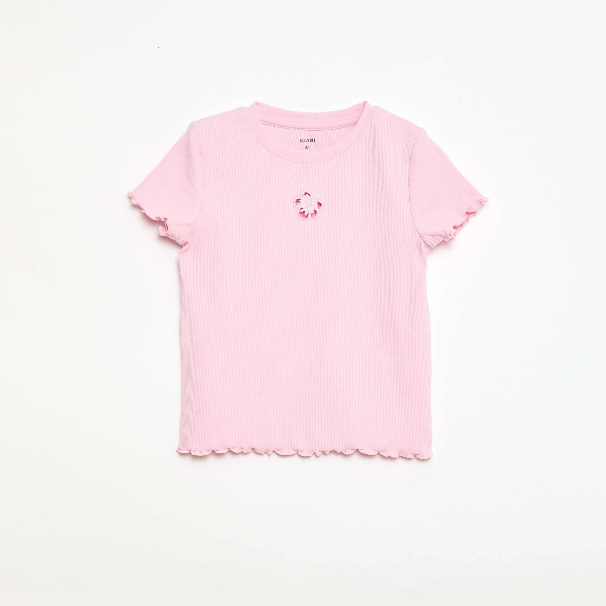Short-sleeved T-shirt with Openwork Design PINK