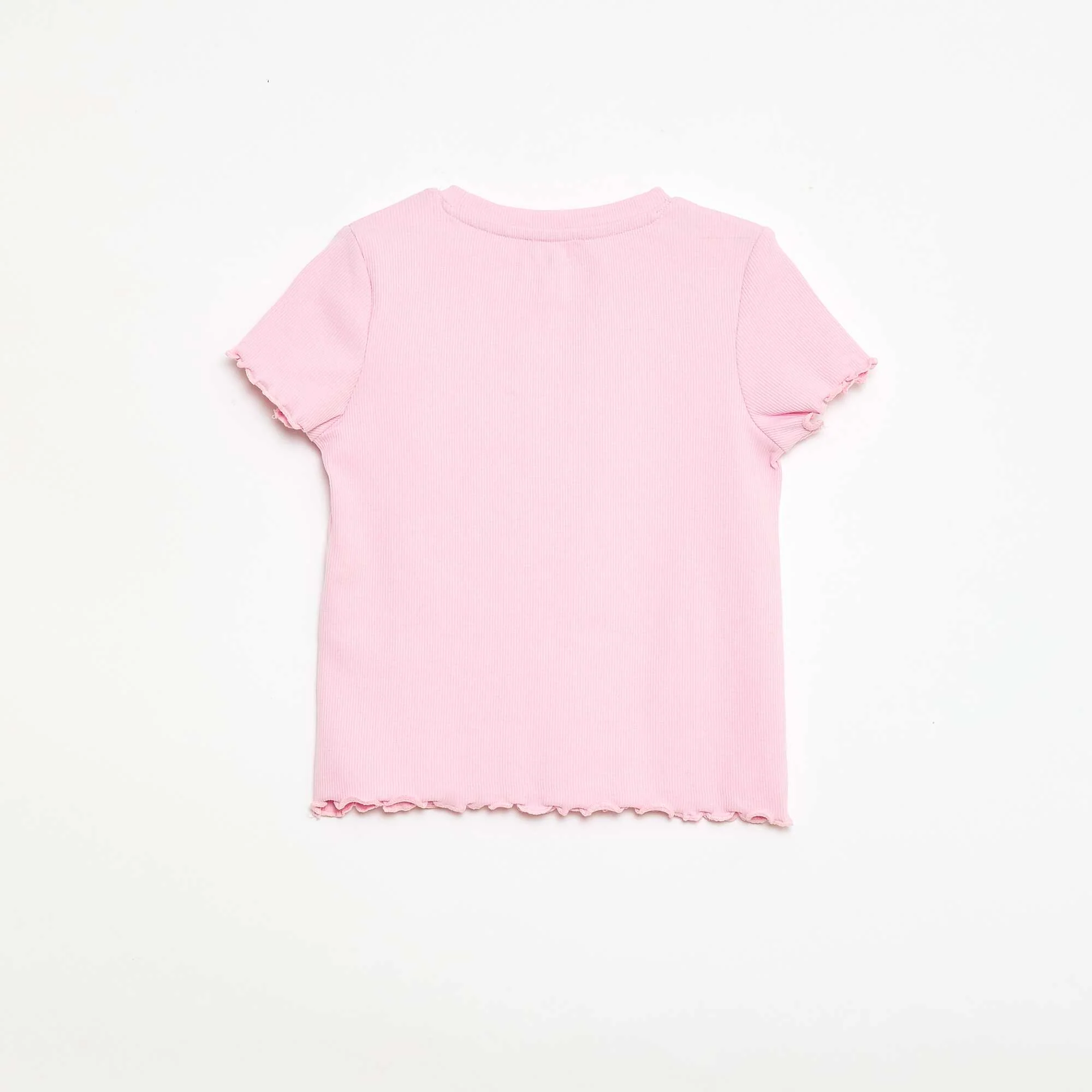 Short-sleeved T-shirt with Openwork Design PINK - Image 2