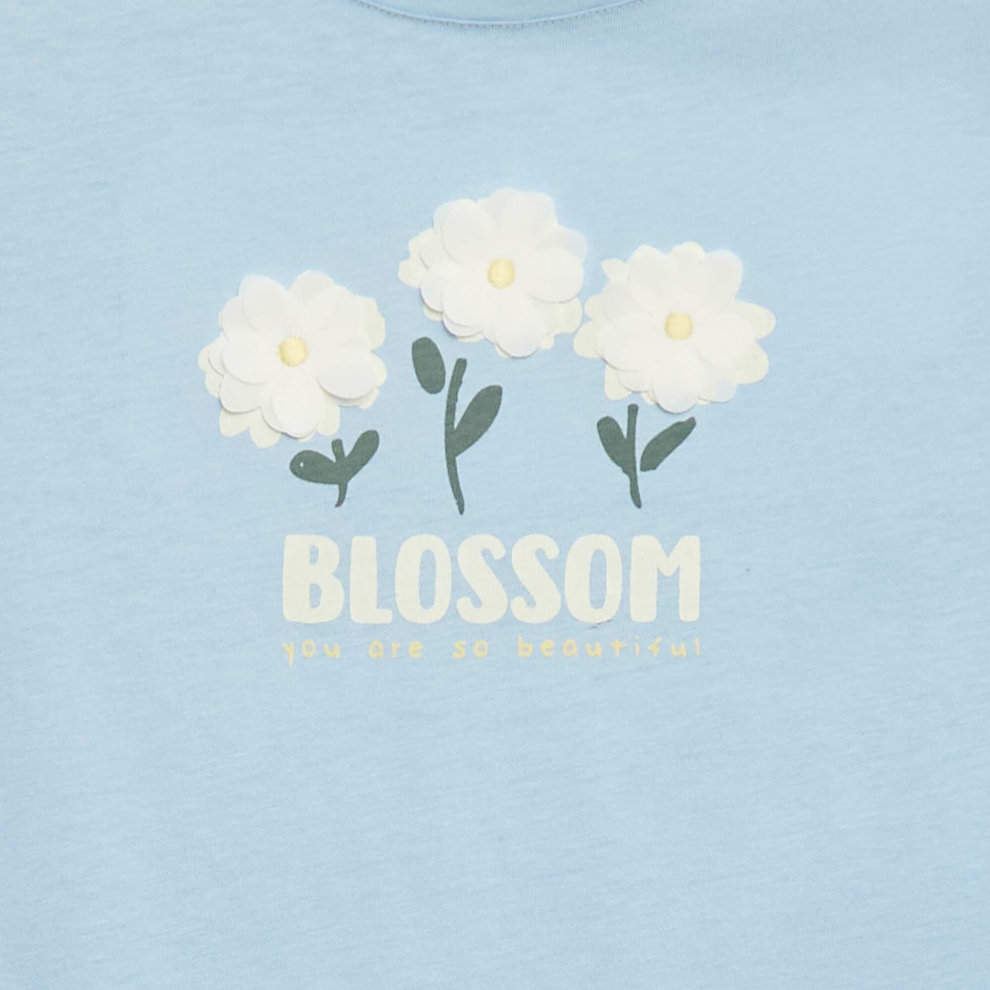 Short-sleeved T-shirt with sequin design BLUE - Image 2