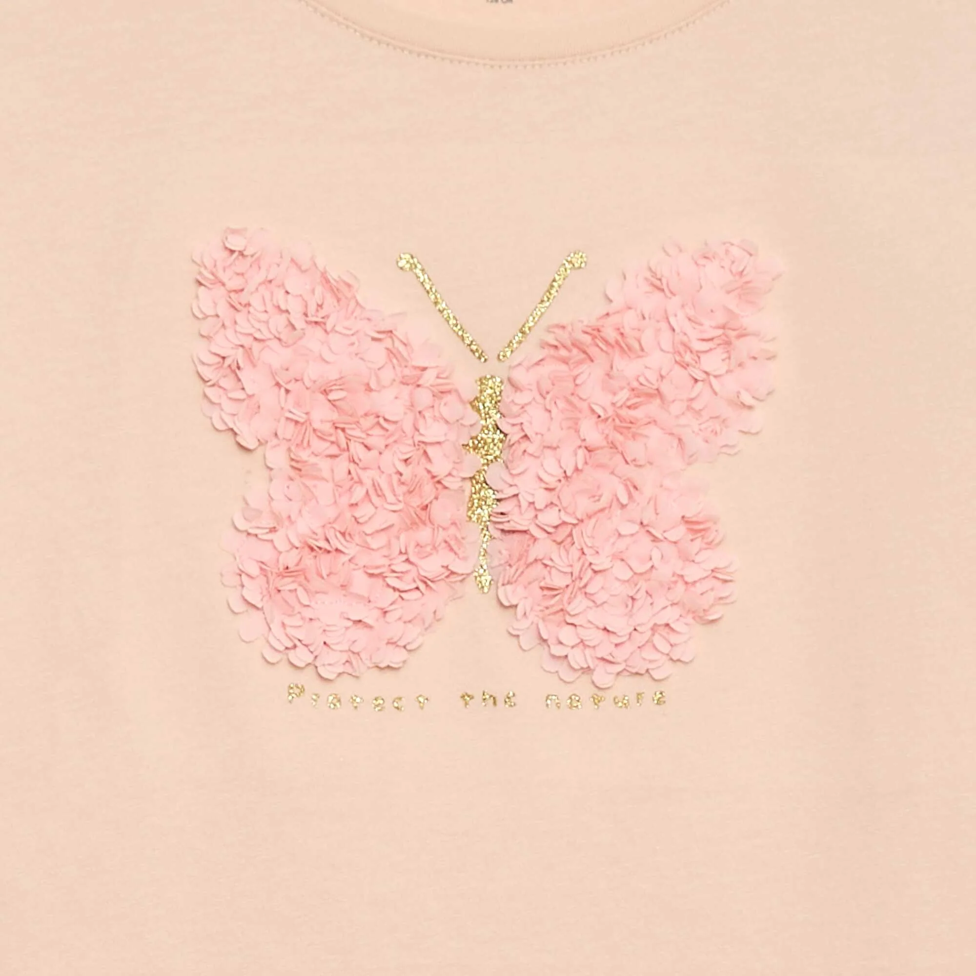 Short-Sleeved T-Shirt with Sequin Design PINK - Image 2