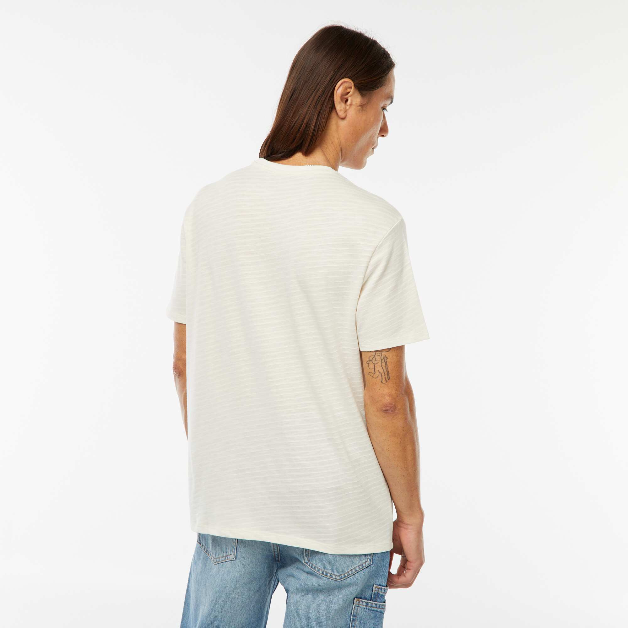 Short-sleeved textured knit T-shirt WHITE - Image 3