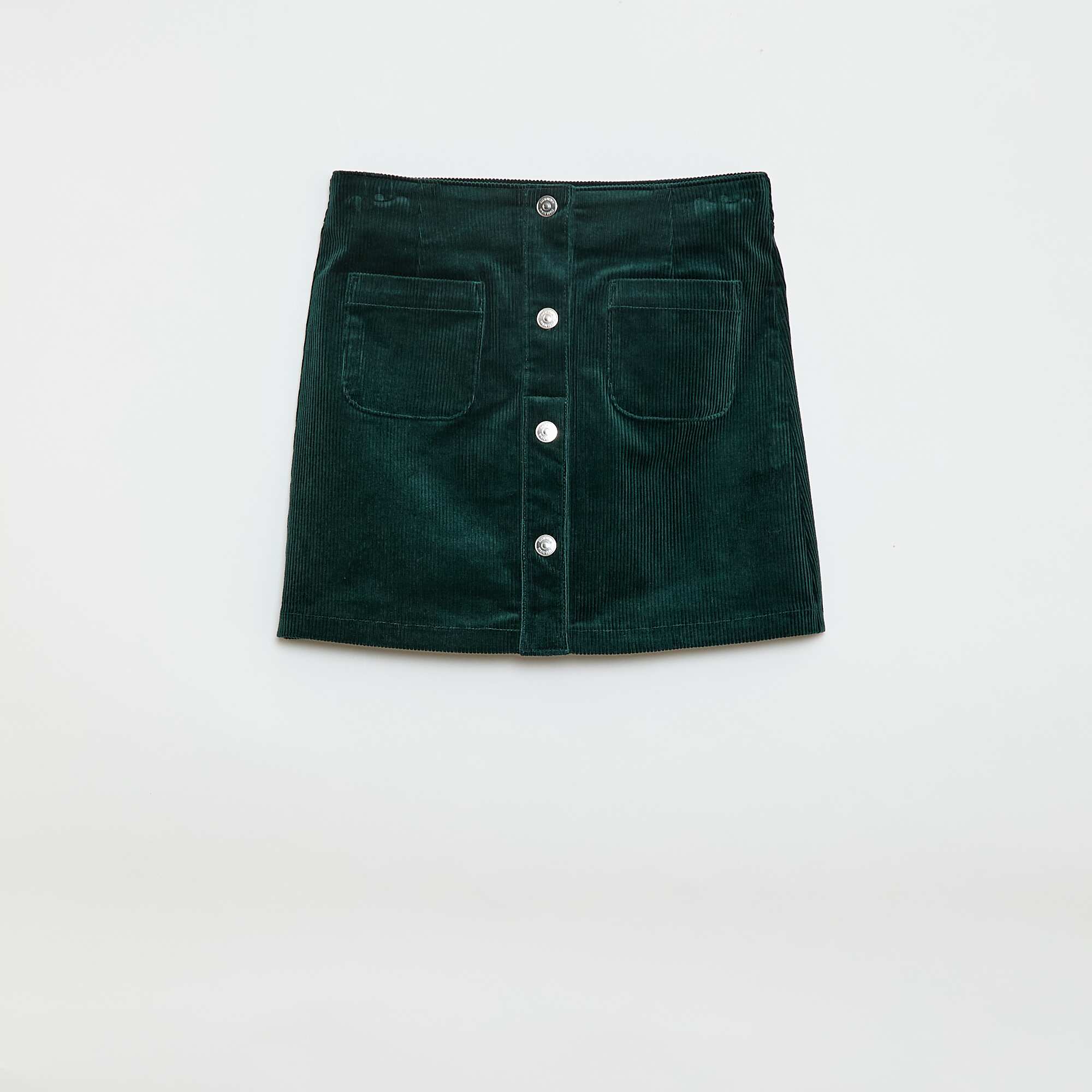 Short straight-cut velvet skirt GREEN