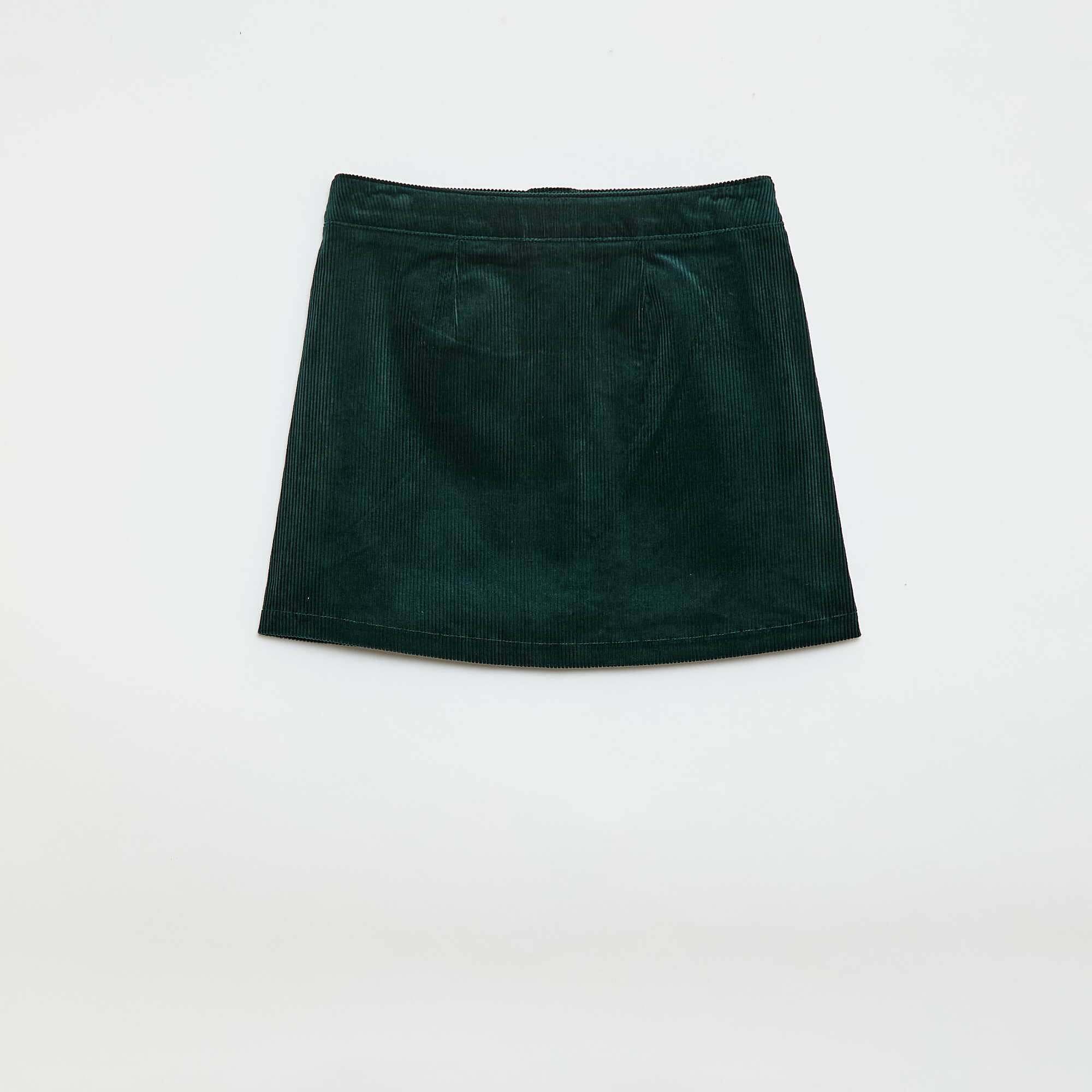 Short straight-cut velvet skirt GREEN - Image 2