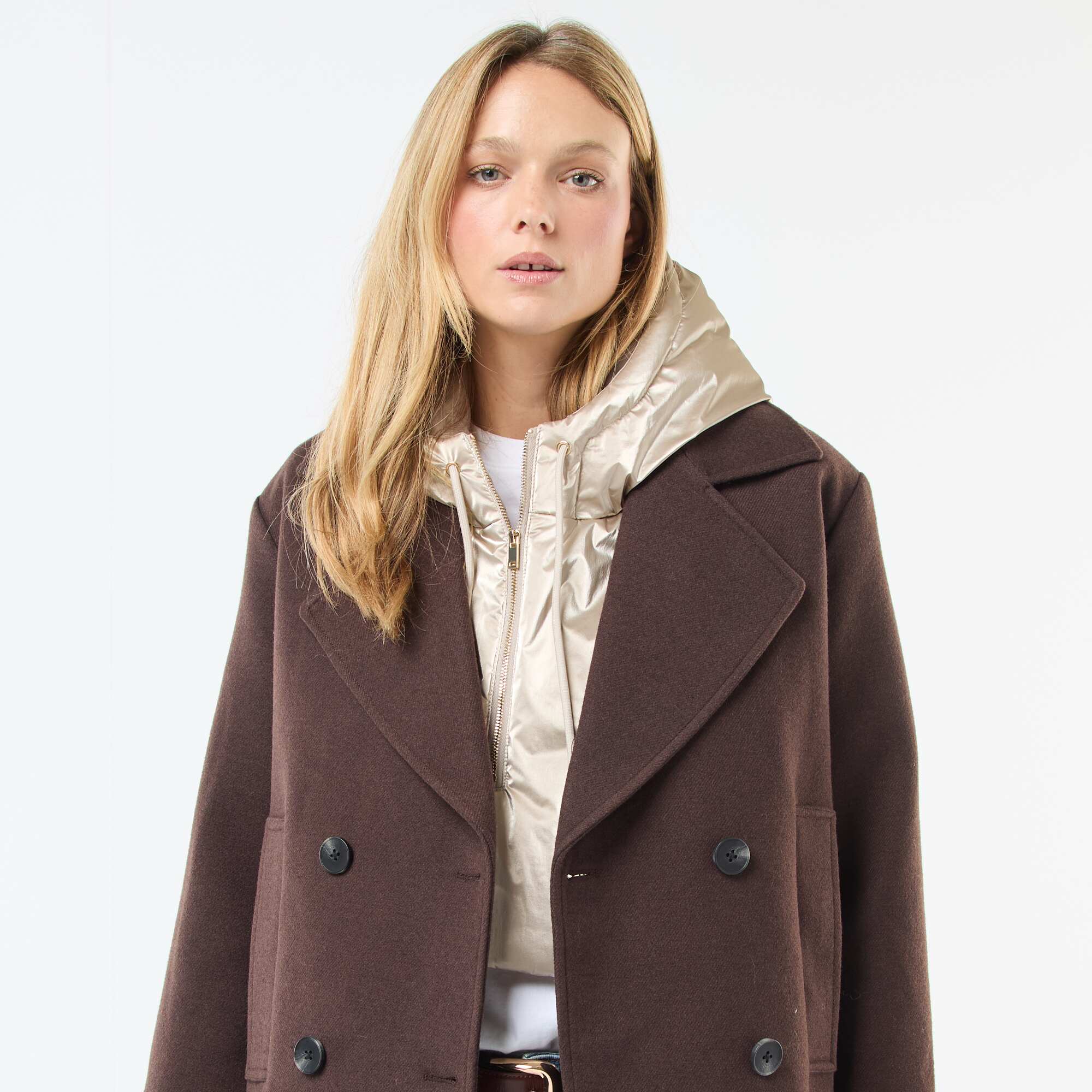 Silver Hooded Bib BEIGE
