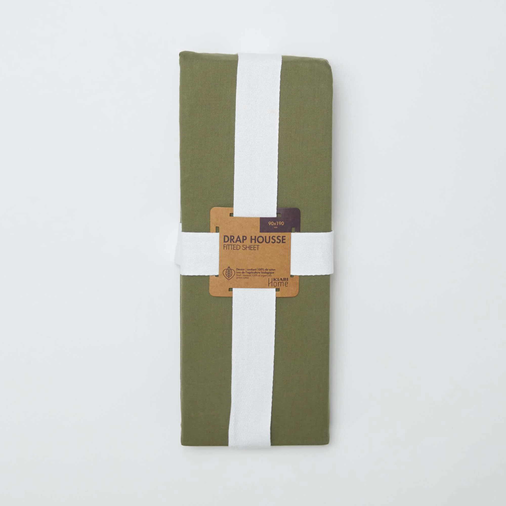 Single Cotton Fitted Sheet (90x190) - Kiabi Home GREEN