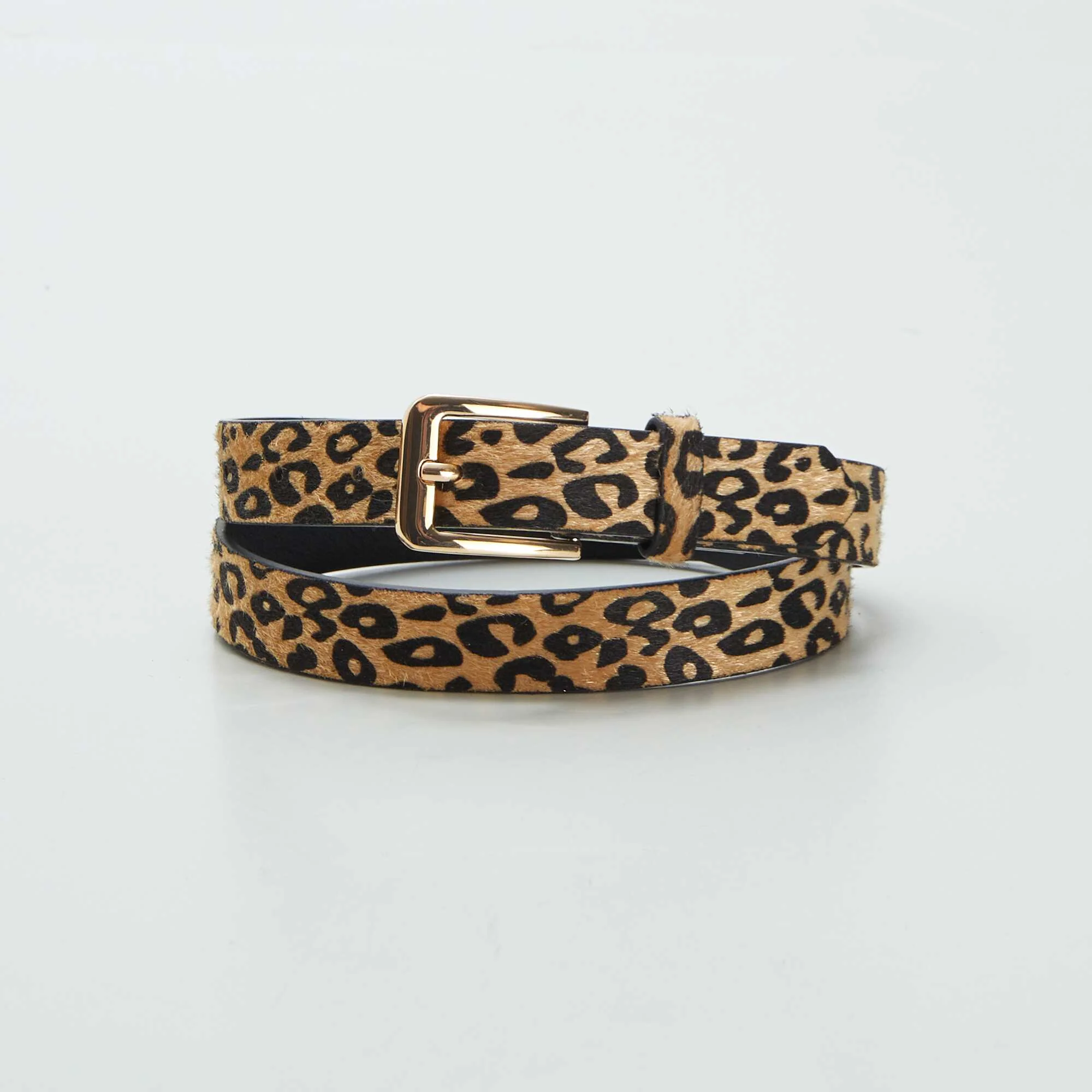 Skinny leopard print belt BROWN - Image 2