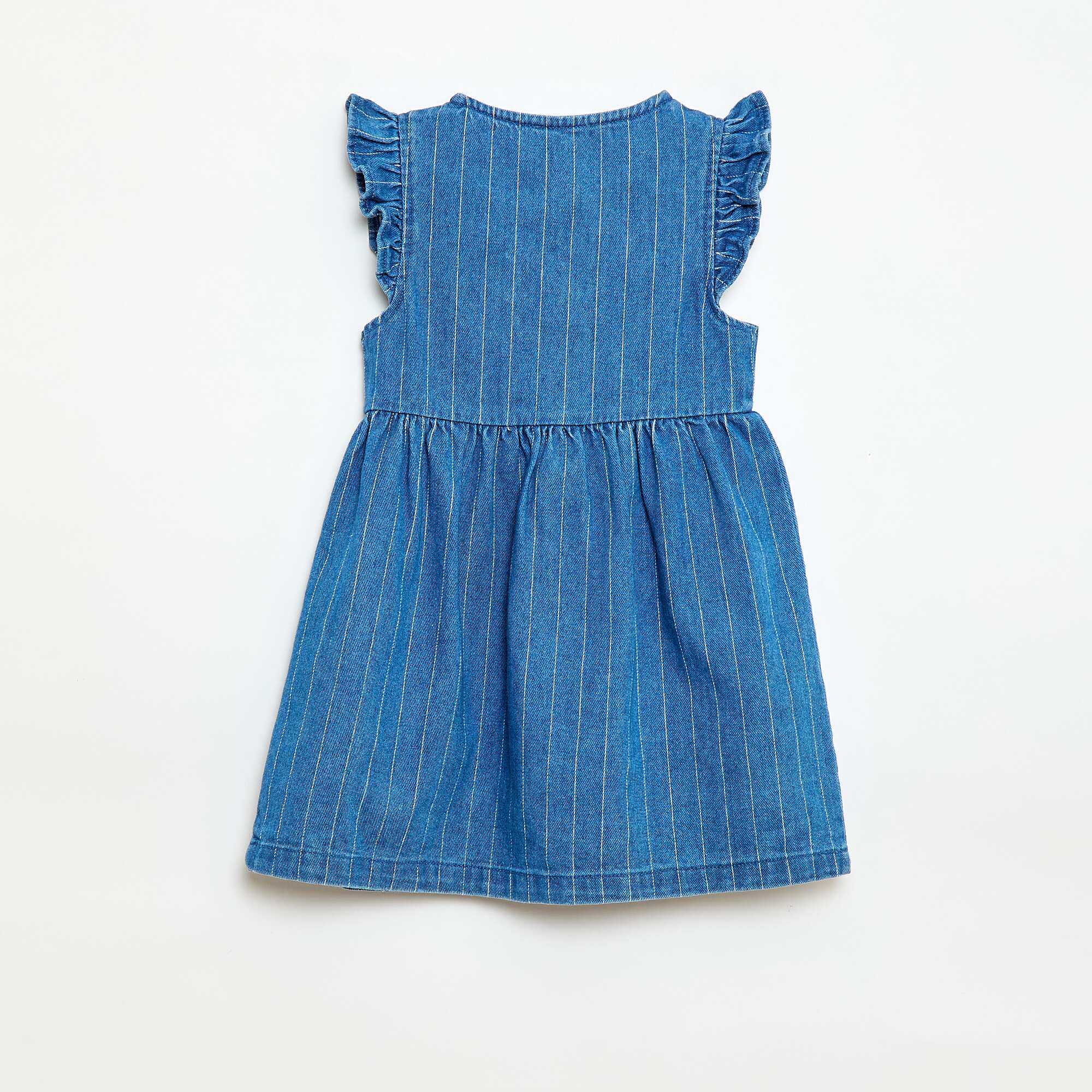 Sleeveless Denim Dress with Decorative Knots BLUE - Image 3
